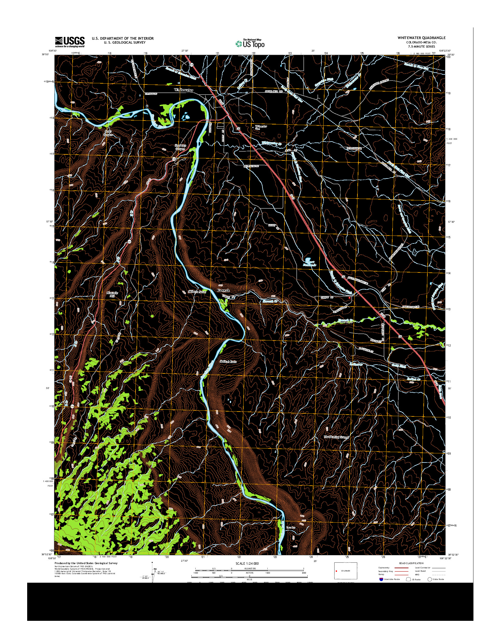 USGS US TOPO 7.5-MINUTE MAP FOR WHITEWATER, CO 2013
