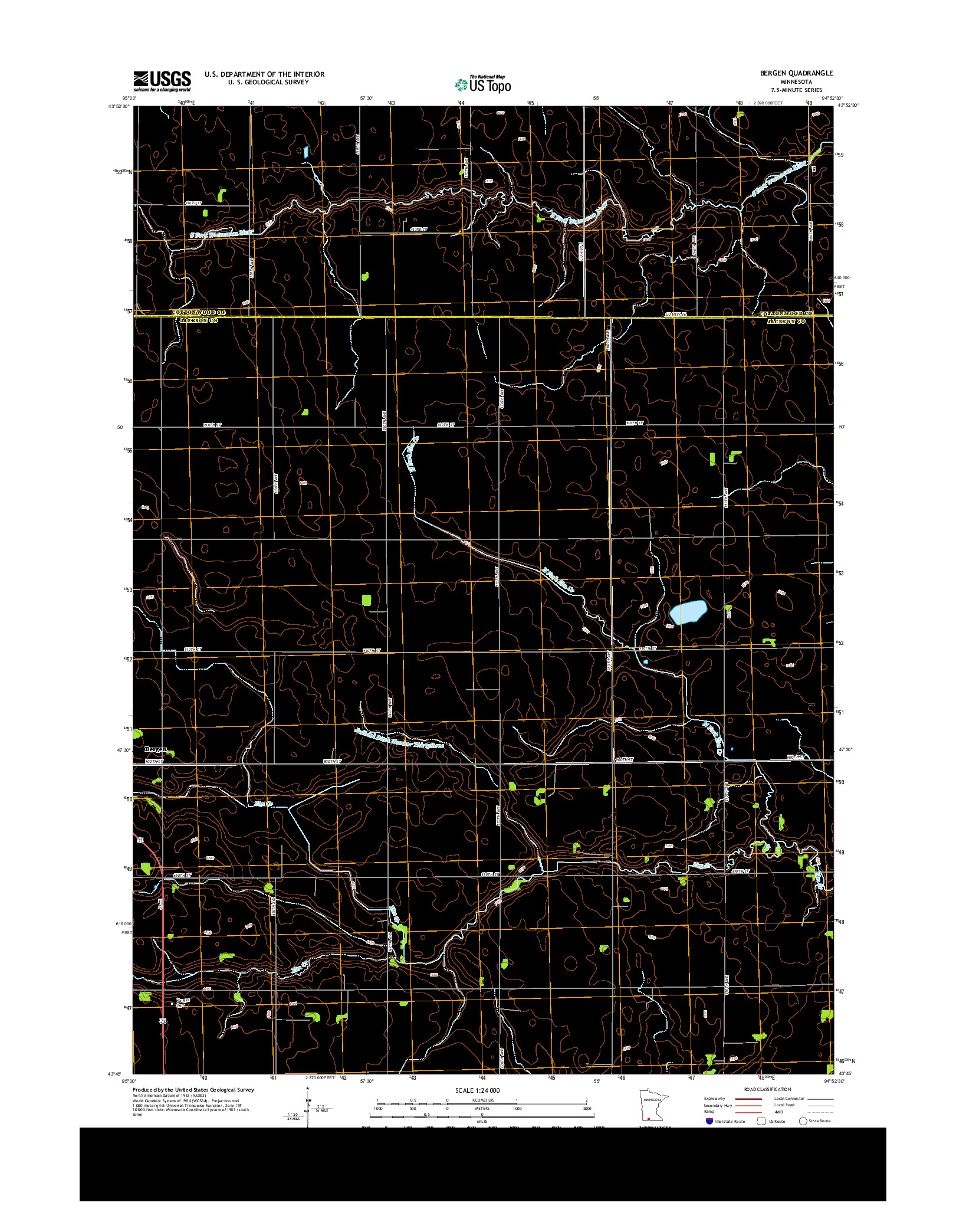 USGS US TOPO 7.5-MINUTE MAP FOR BERGEN, MN 2013