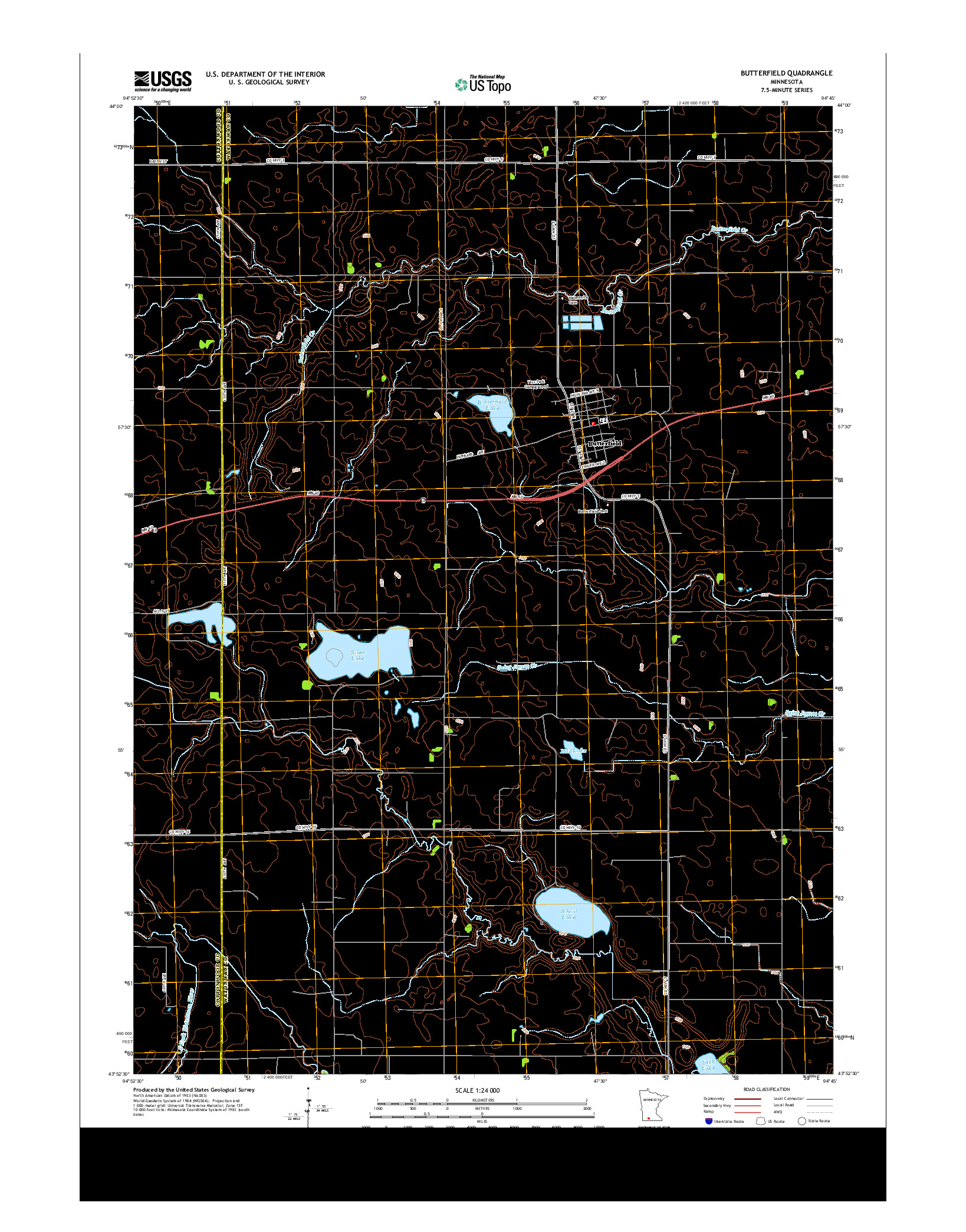USGS US TOPO 7.5-MINUTE MAP FOR BUTTERFIELD, MN 2013