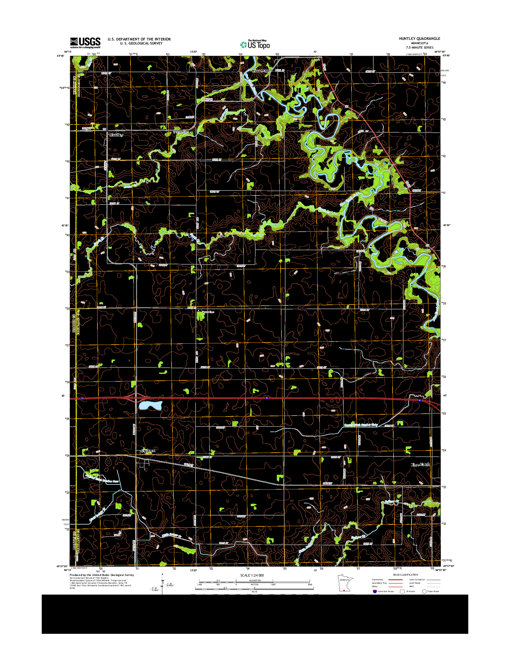 USGS US TOPO 7.5-MINUTE MAP FOR HUNTLEY, MN 2013