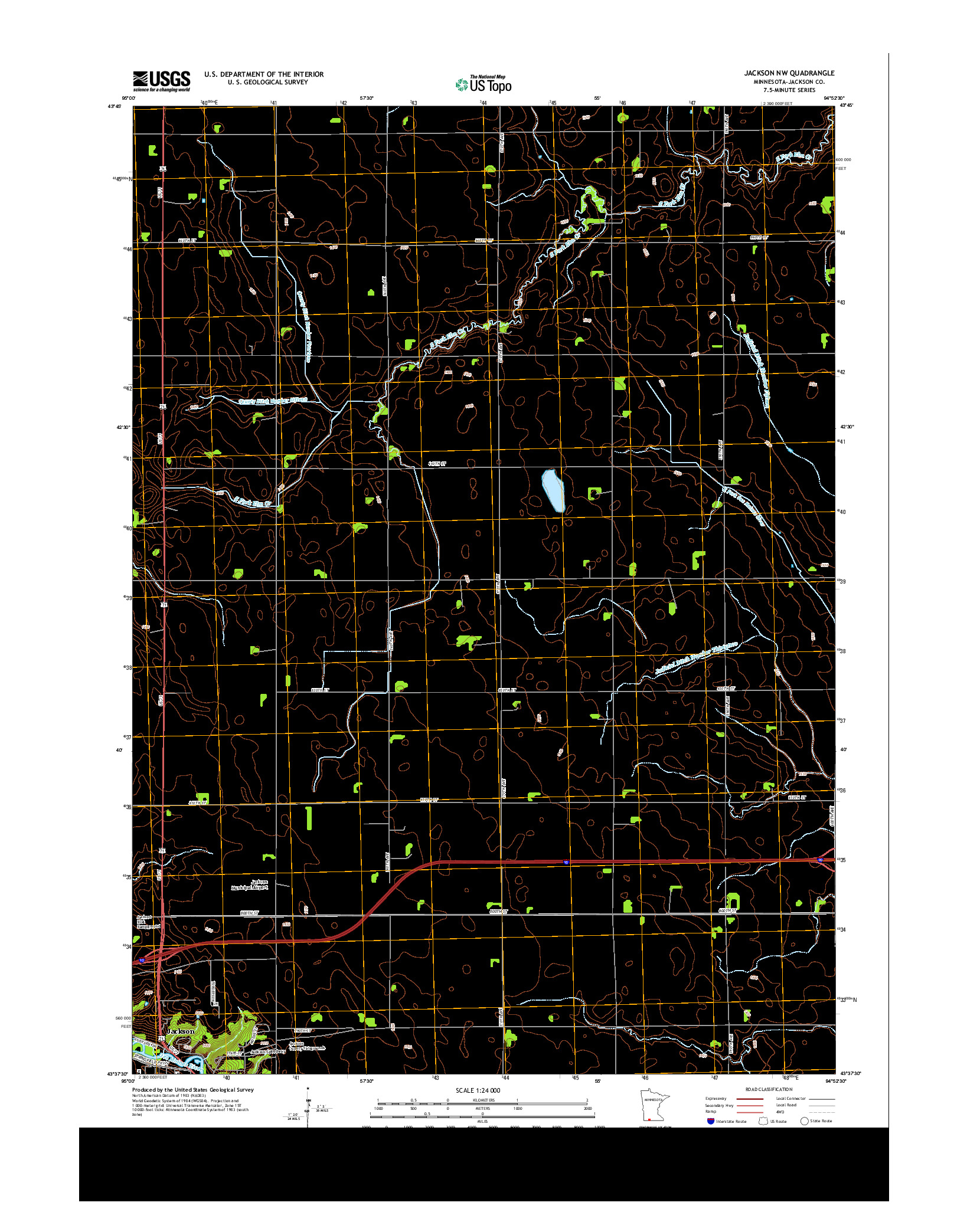 USGS US TOPO 7.5-MINUTE MAP FOR JACKSON NW, MN 2013