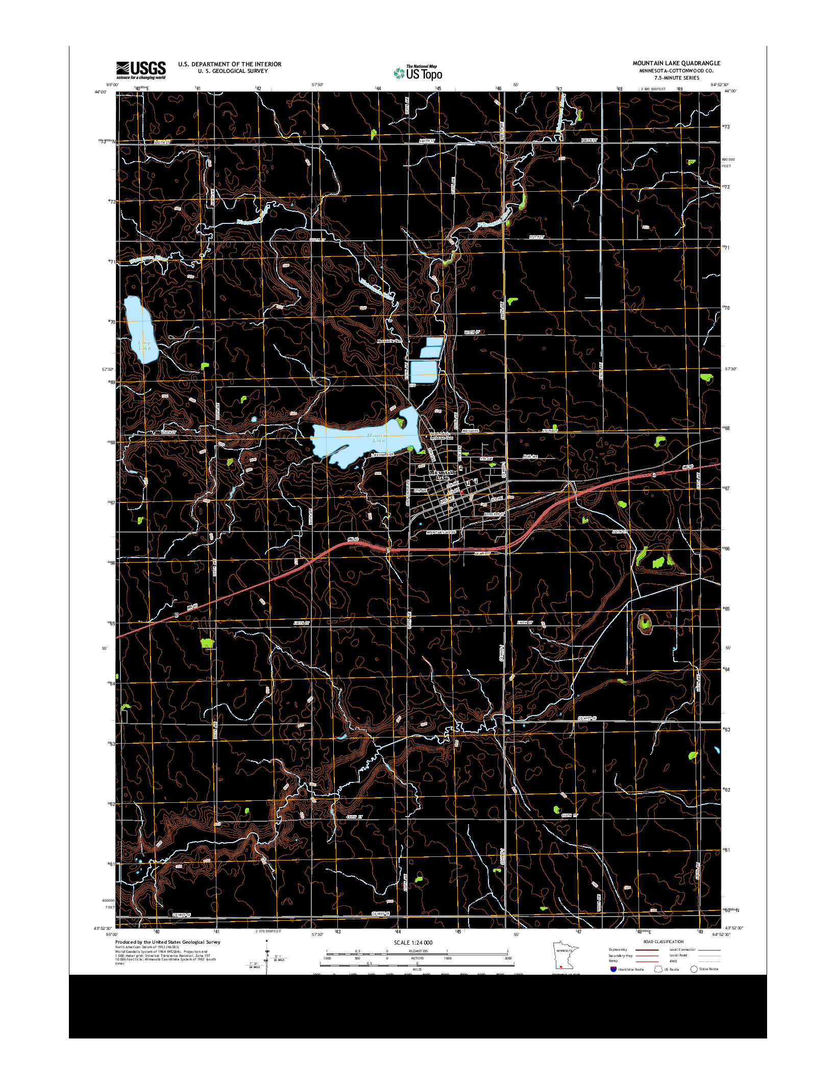 USGS US TOPO 7.5-MINUTE MAP FOR MOUNTAIN LAKE, MN 2013
