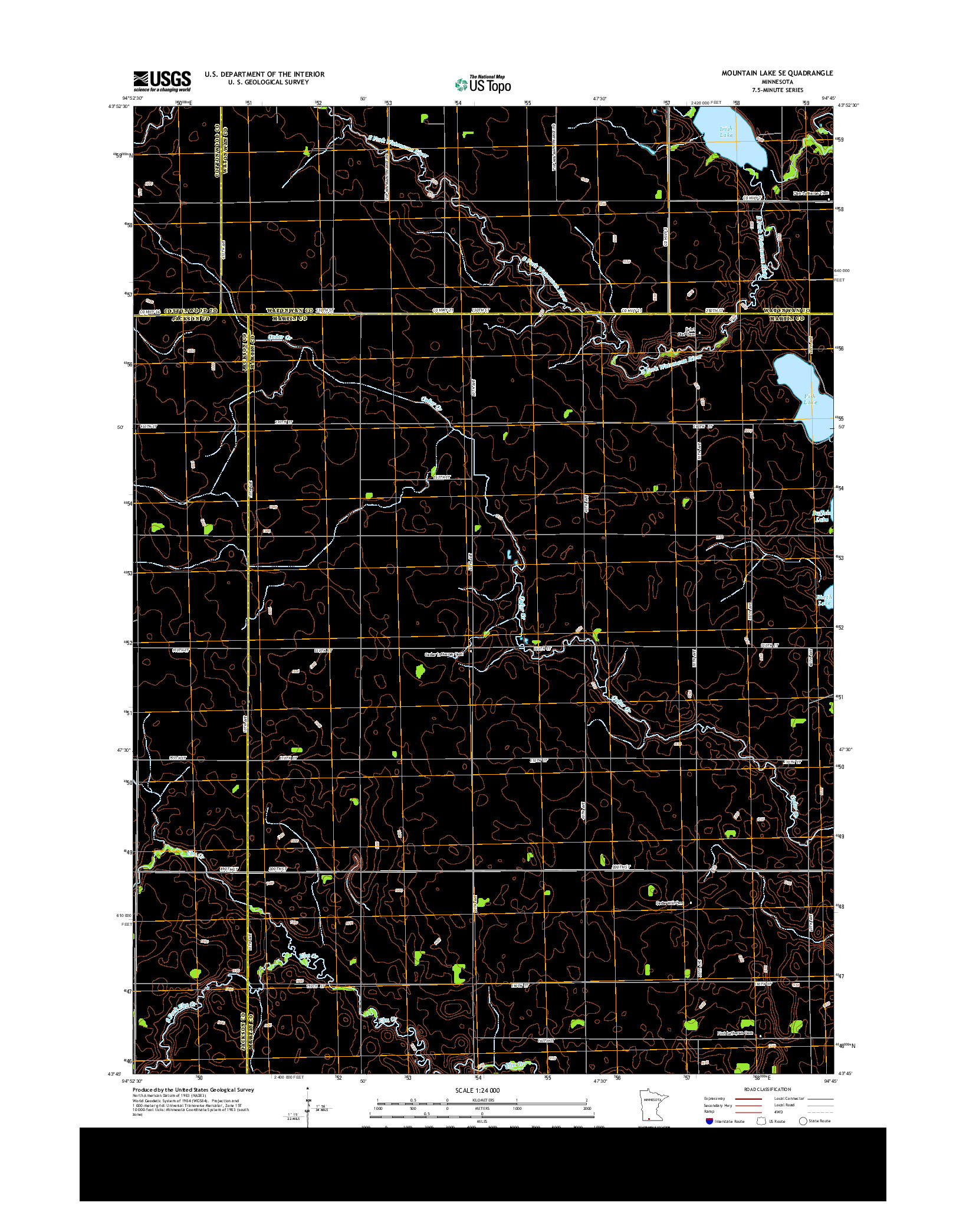 USGS US TOPO 7.5-MINUTE MAP FOR MOUNTAIN LAKE SE, MN 2013