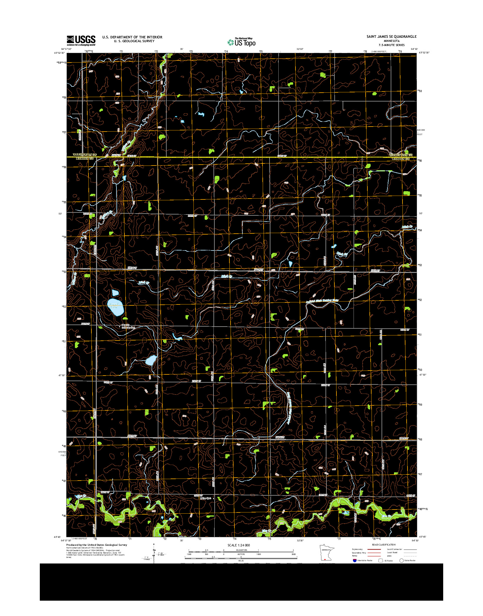 USGS US TOPO 7.5-MINUTE MAP FOR SAINT JAMES SE, MN 2013