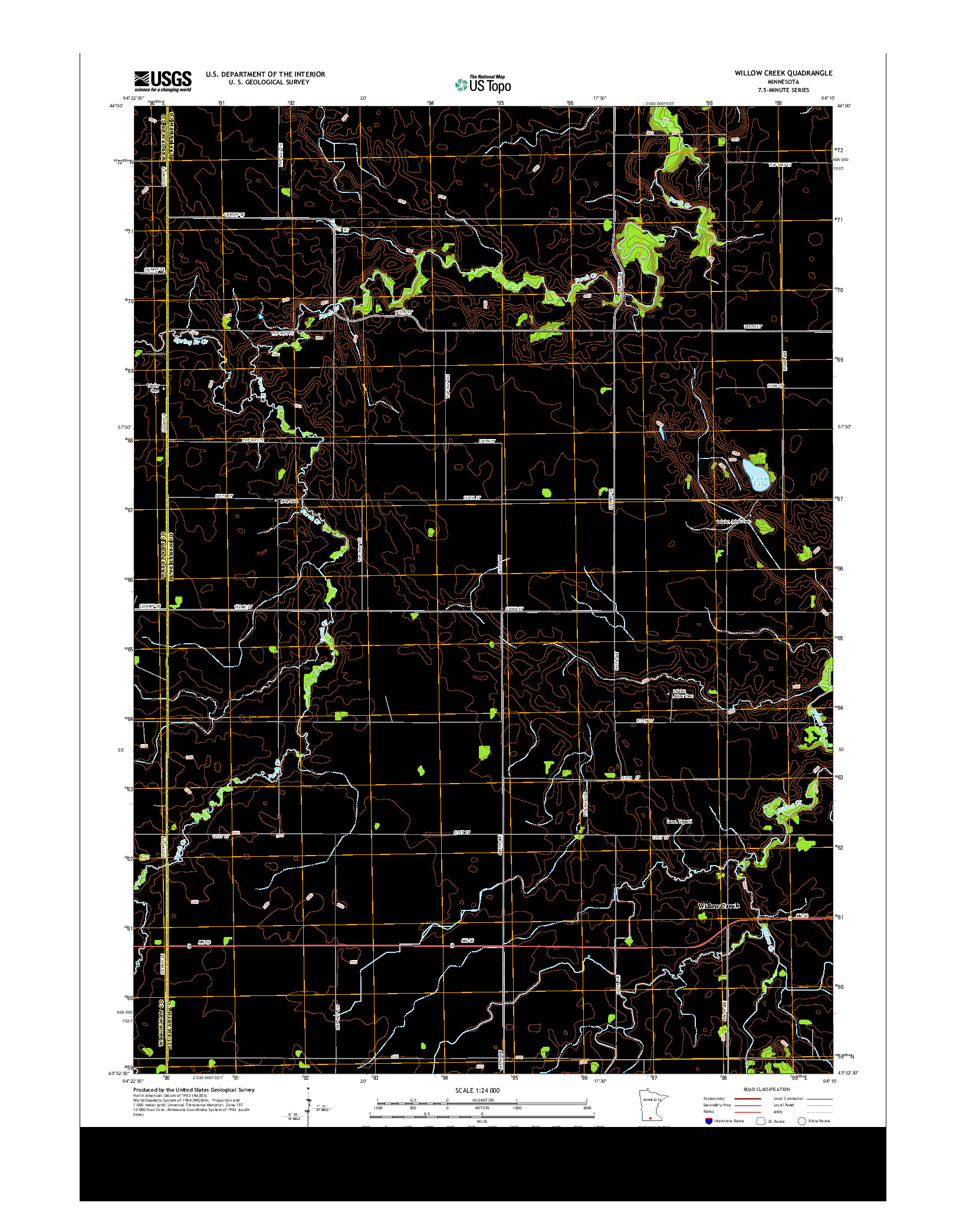 USGS US TOPO 7.5-MINUTE MAP FOR WILLOW CREEK, MN 2013