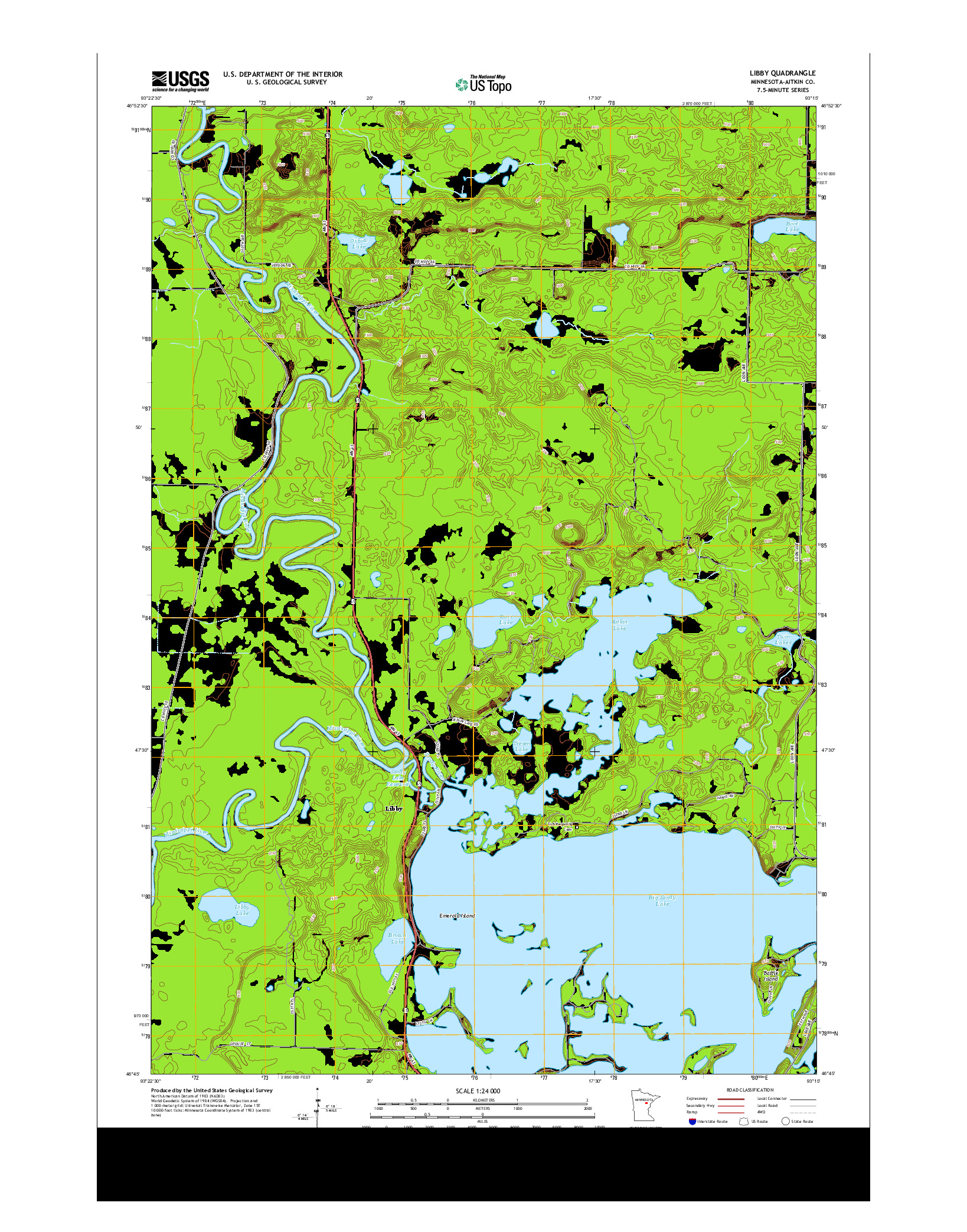 USGS US TOPO 7.5-MINUTE MAP FOR LIBBY, MN 2013