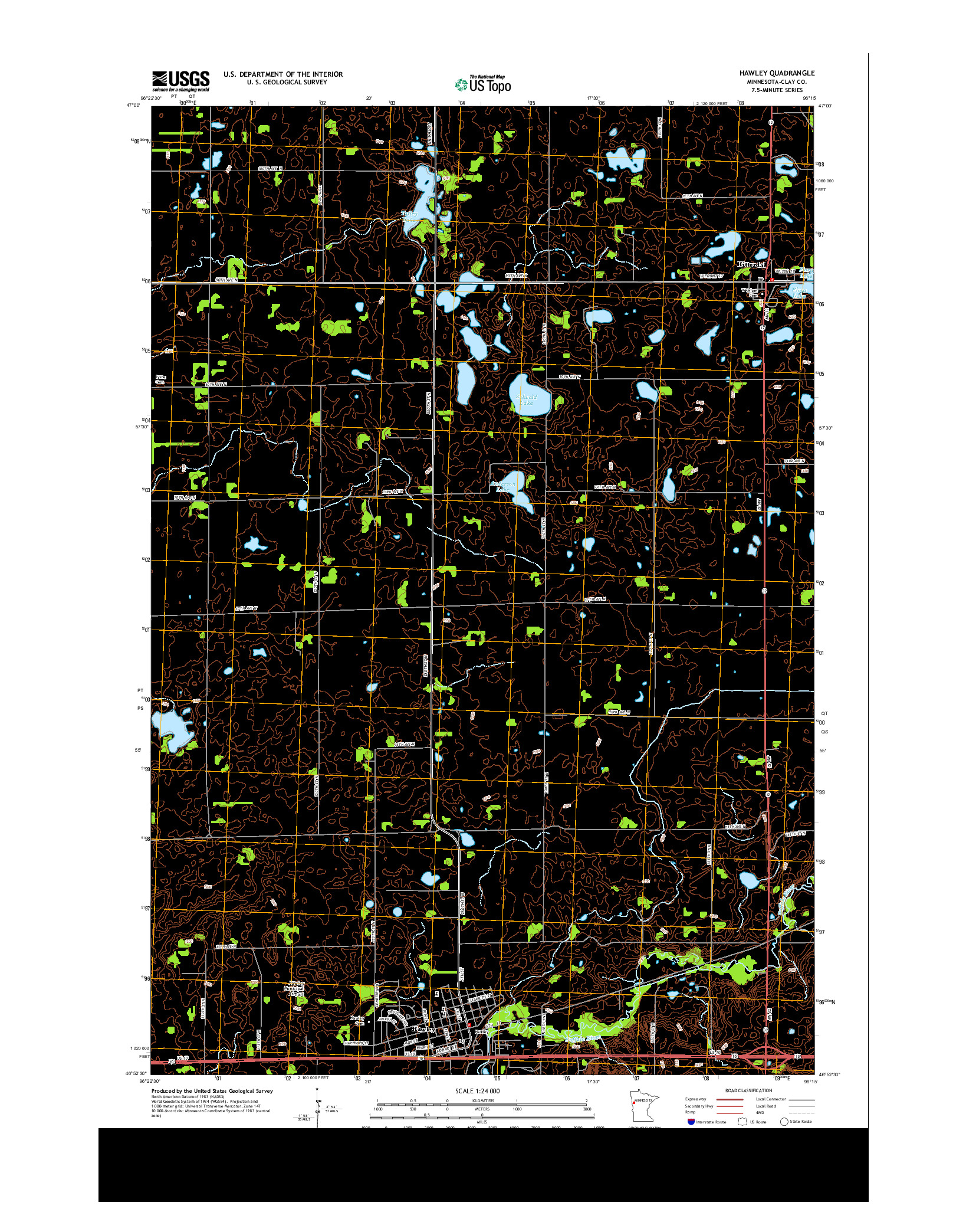 USGS US TOPO 7.5-MINUTE MAP FOR HAWLEY, MN 2013