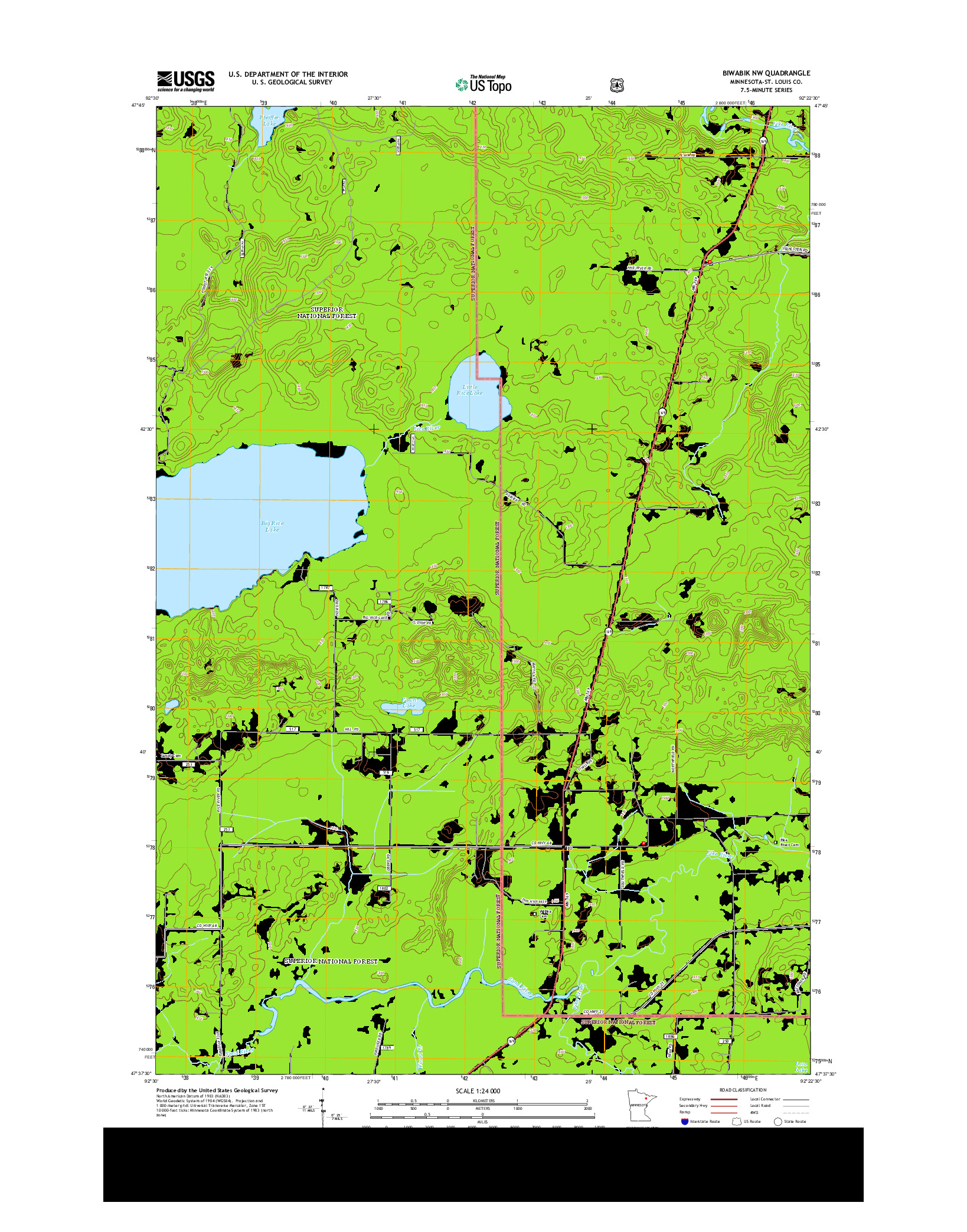 USGS US TOPO 7.5-MINUTE MAP FOR BIWABIK NW, MN 2013