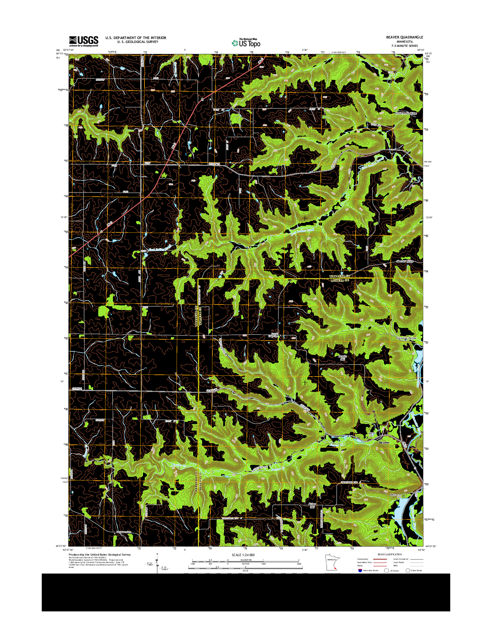 USGS US TOPO 7.5-MINUTE MAP FOR BEAVER, MN 2013