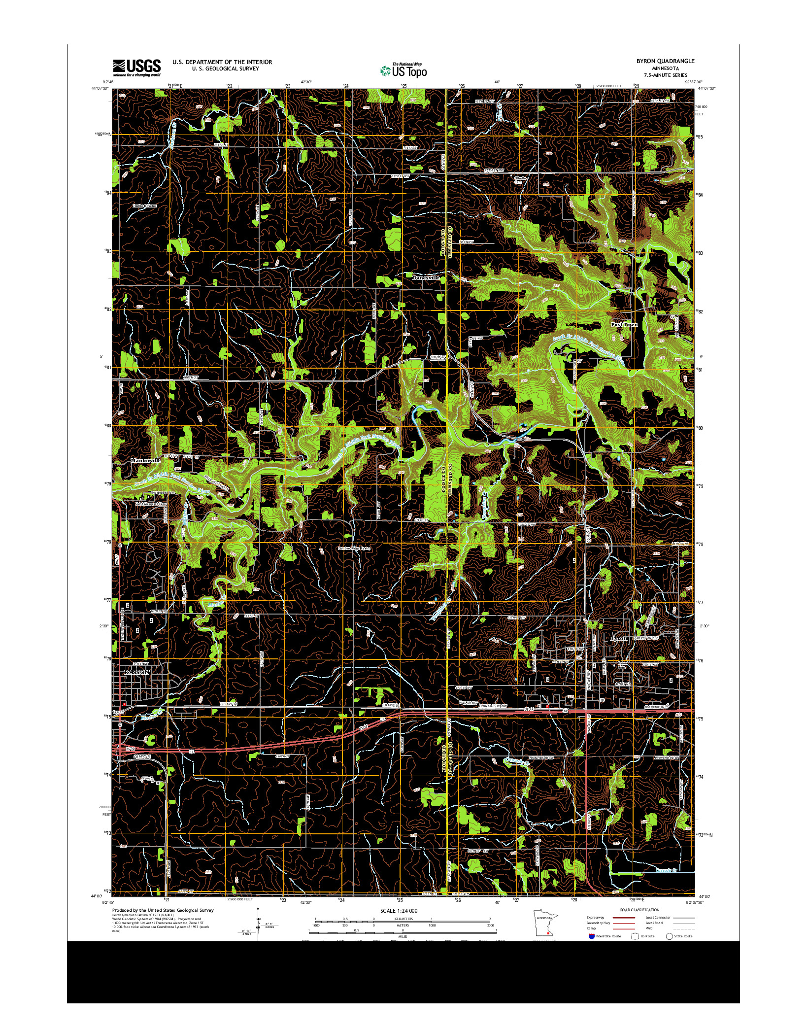 USGS US TOPO 7.5-MINUTE MAP FOR BYRON, MN 2013