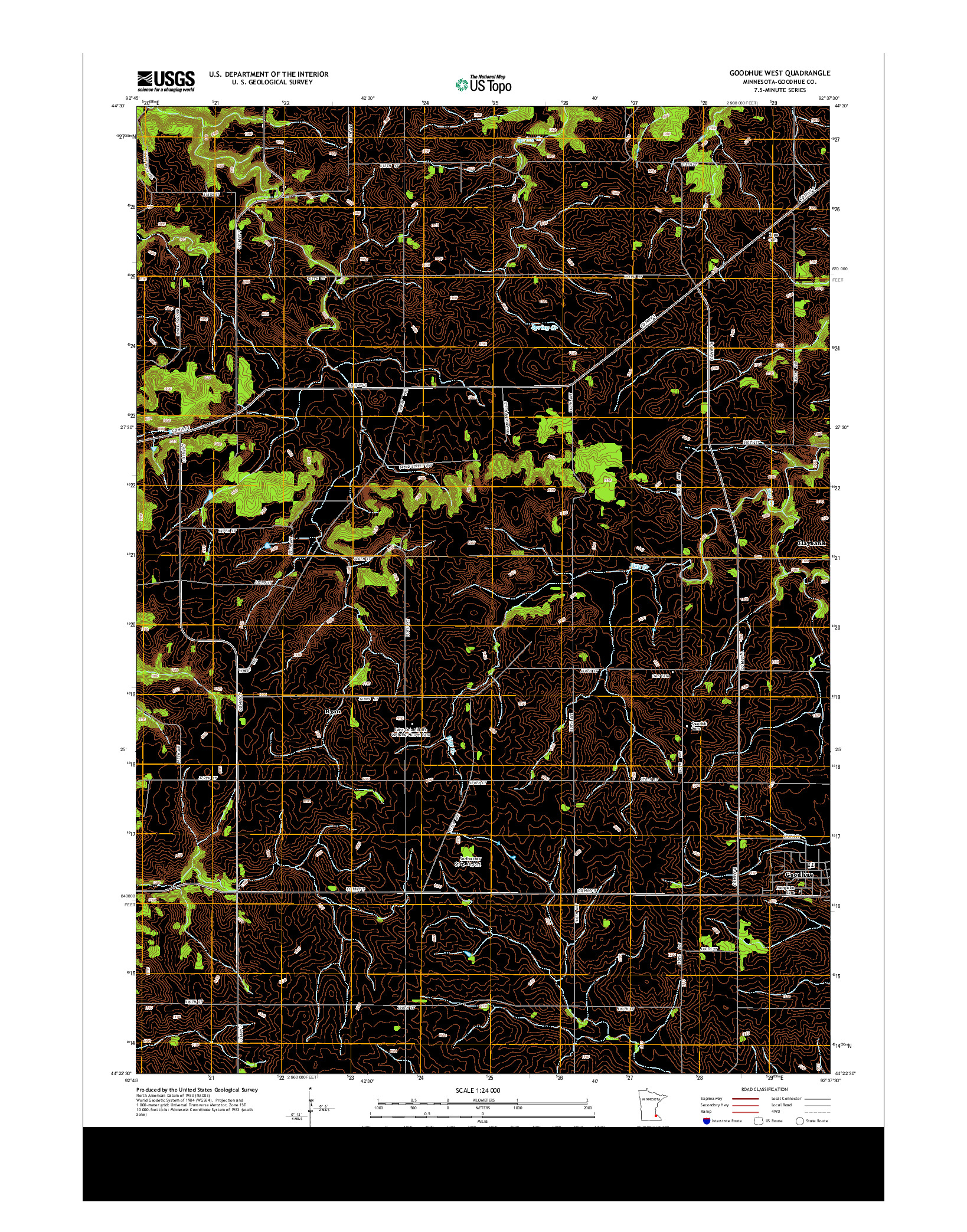 USGS US TOPO 7.5-MINUTE MAP FOR GOODHUE WEST, MN 2013