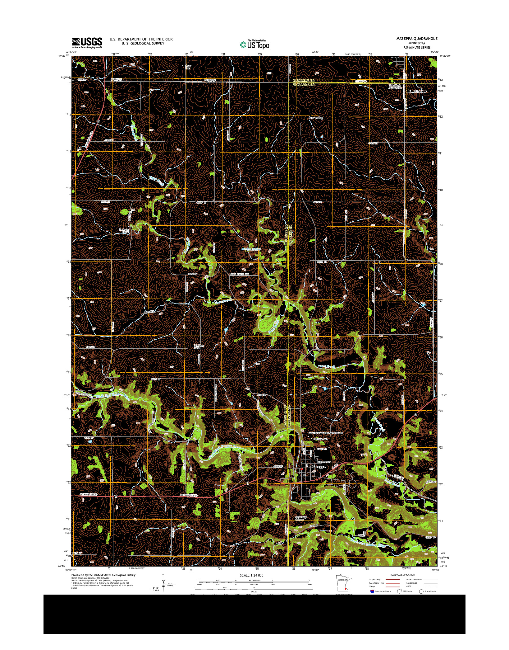 USGS US TOPO 7.5-MINUTE MAP FOR MAZEPPA, MN 2013