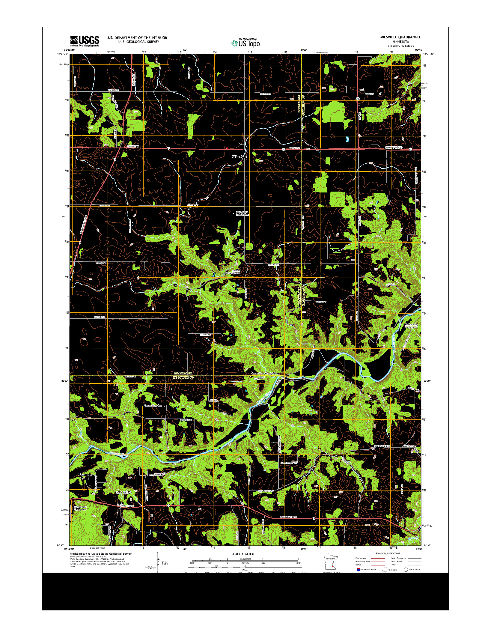 USGS US TOPO 7.5-MINUTE MAP FOR MIESVILLE, MN 2013