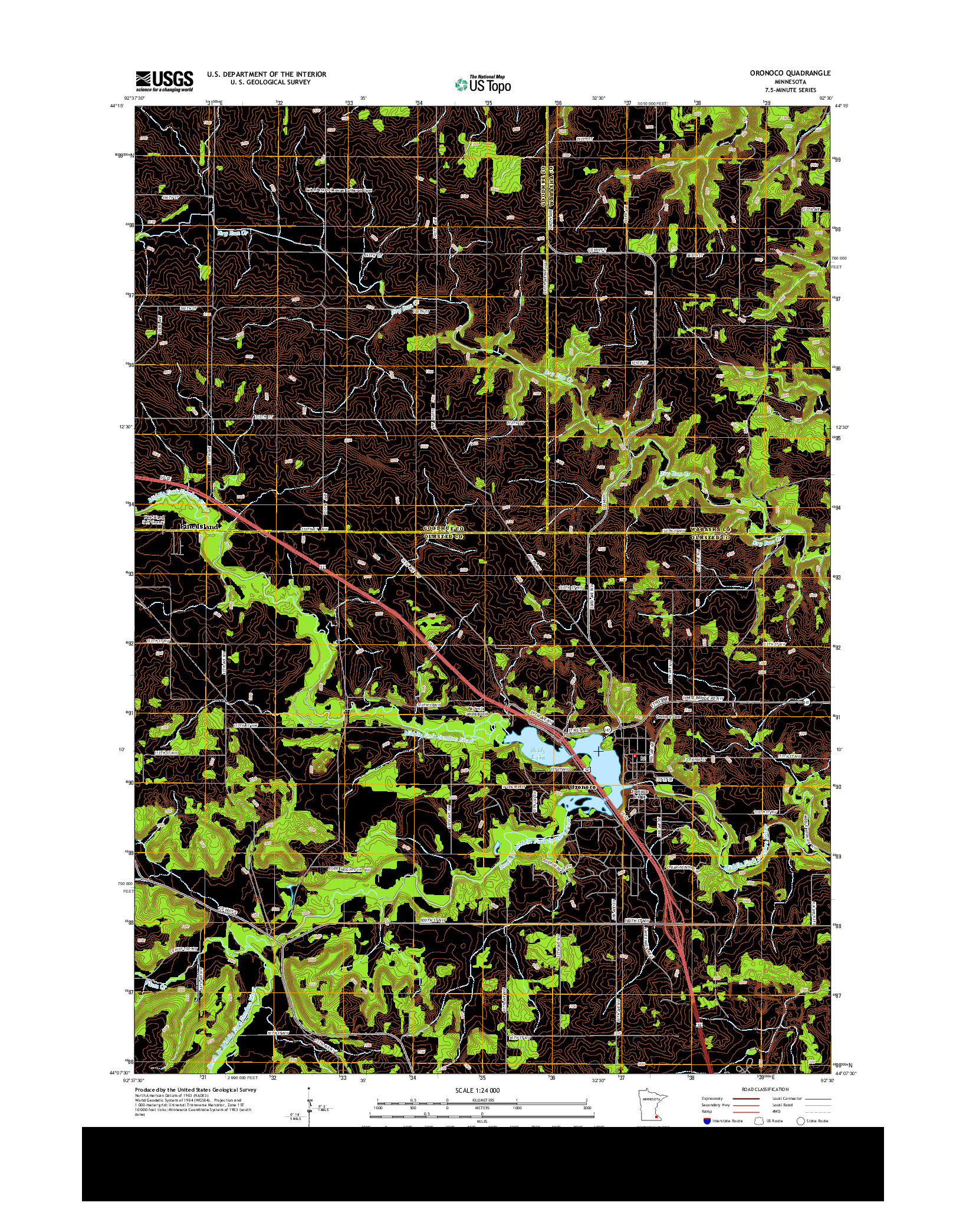 USGS US TOPO 7.5-MINUTE MAP FOR ORONOCO, MN 2013
