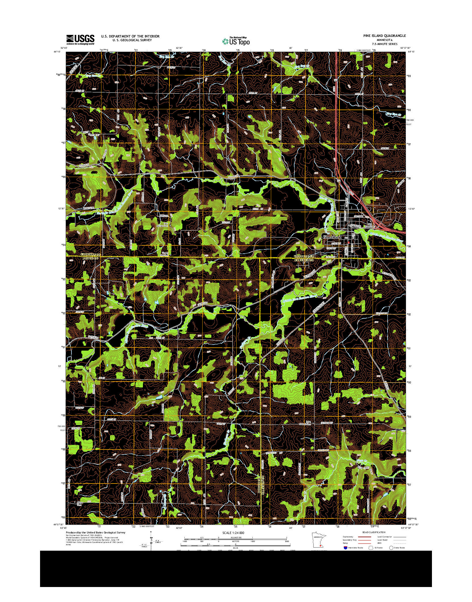 USGS US TOPO 7.5-MINUTE MAP FOR PINE ISLAND, MN 2013