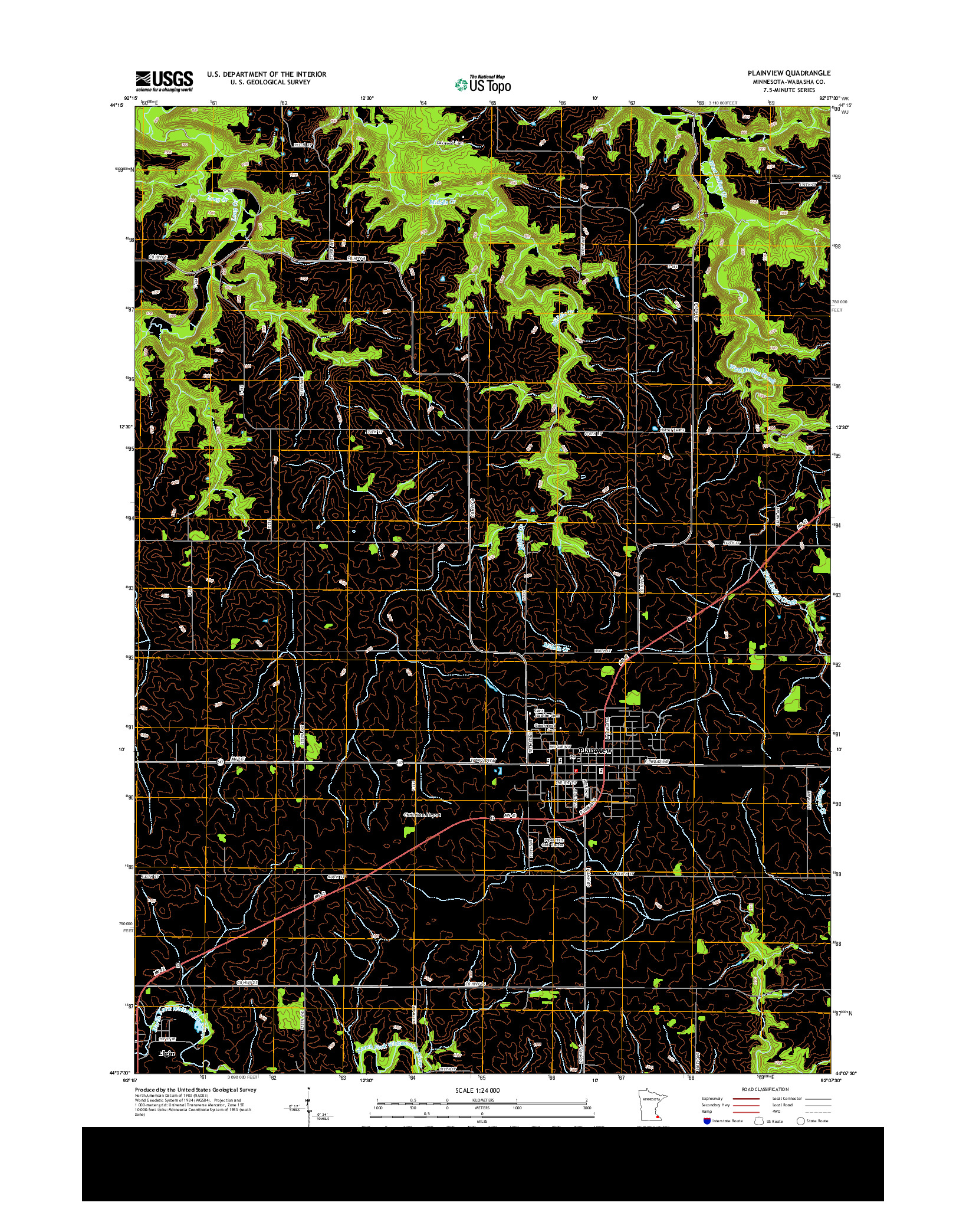 USGS US TOPO 7.5-MINUTE MAP FOR PLAINVIEW, MN 2013