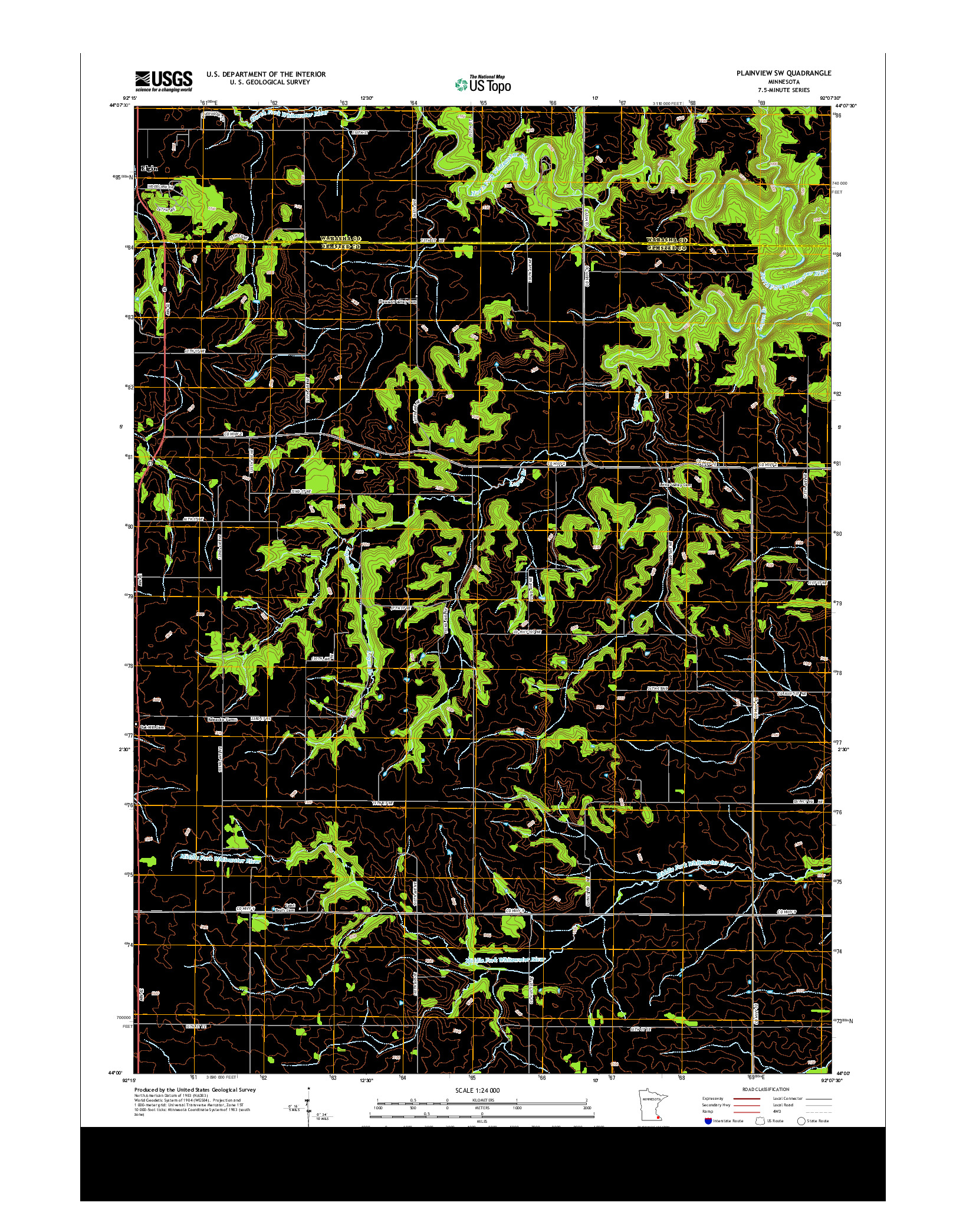 USGS US TOPO 7.5-MINUTE MAP FOR PLAINVIEW SW, MN 2013