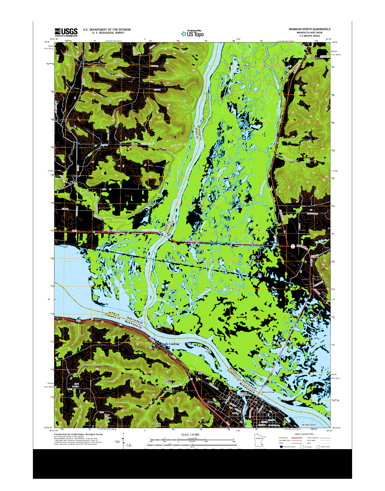 USGS US TOPO 7.5-MINUTE MAP FOR WABASHA NORTH, MN-WI 2013