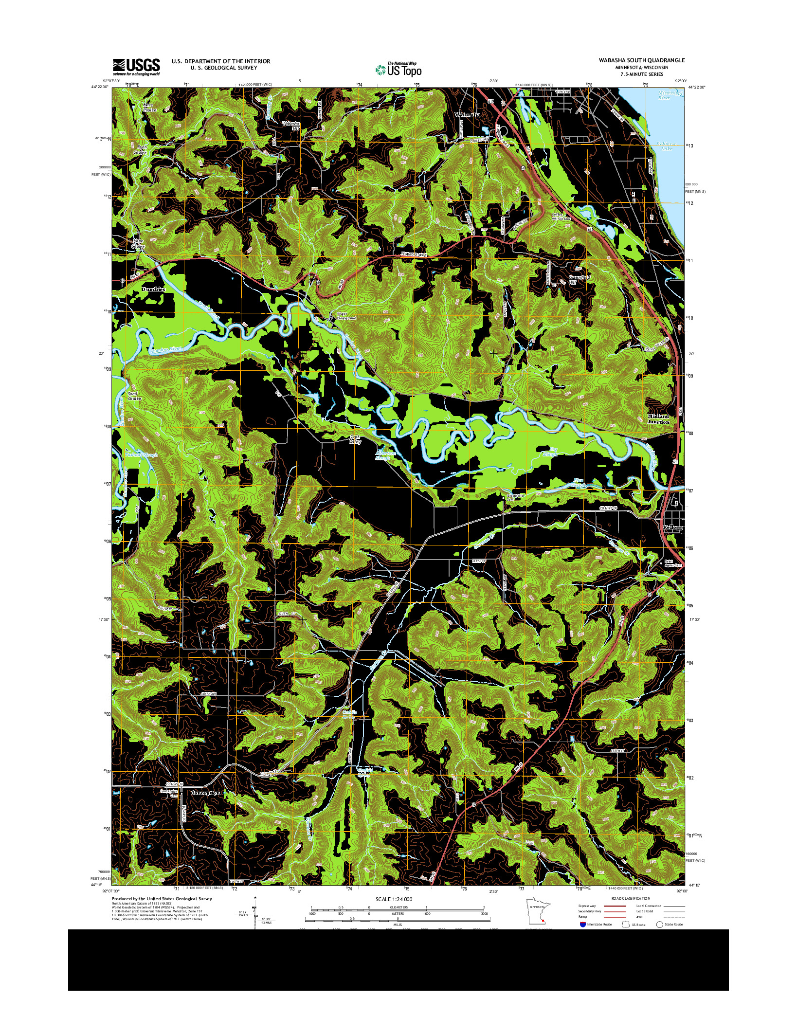 USGS US TOPO 7.5-MINUTE MAP FOR WABASHA SOUTH, MN-WI 2013