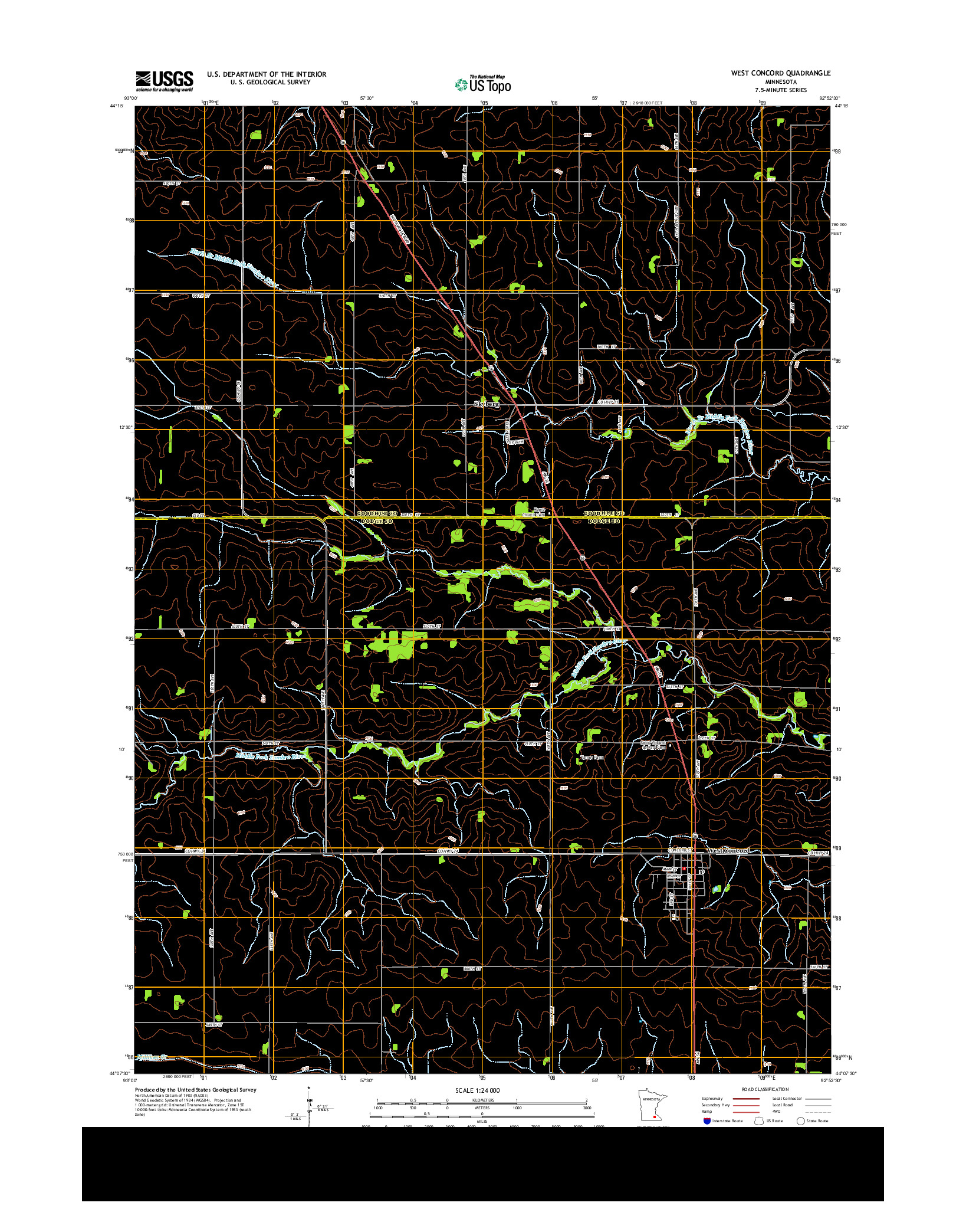 USGS US TOPO 7.5-MINUTE MAP FOR WEST CONCORD, MN 2013