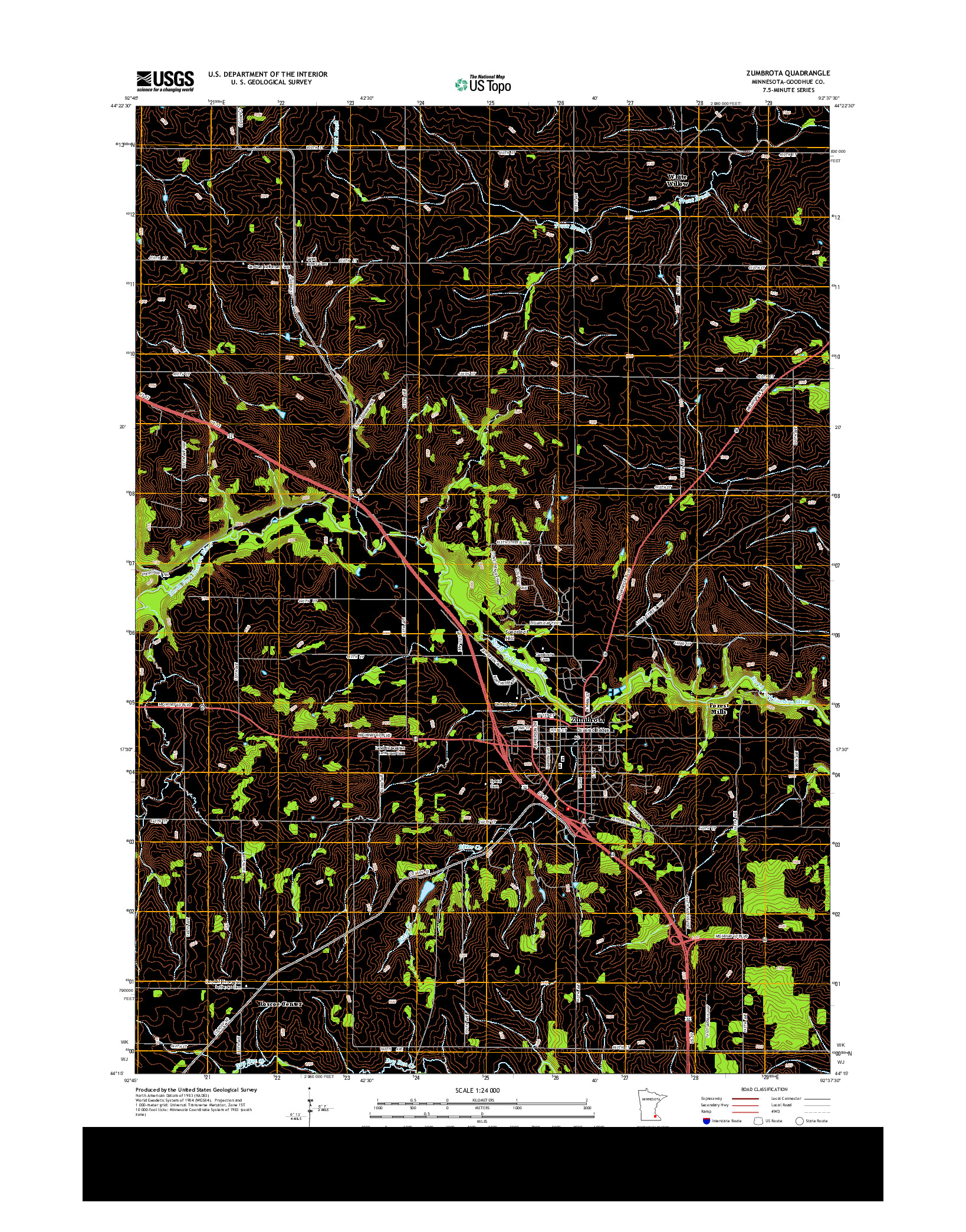 USGS US TOPO 7.5-MINUTE MAP FOR ZUMBROTA, MN 2013