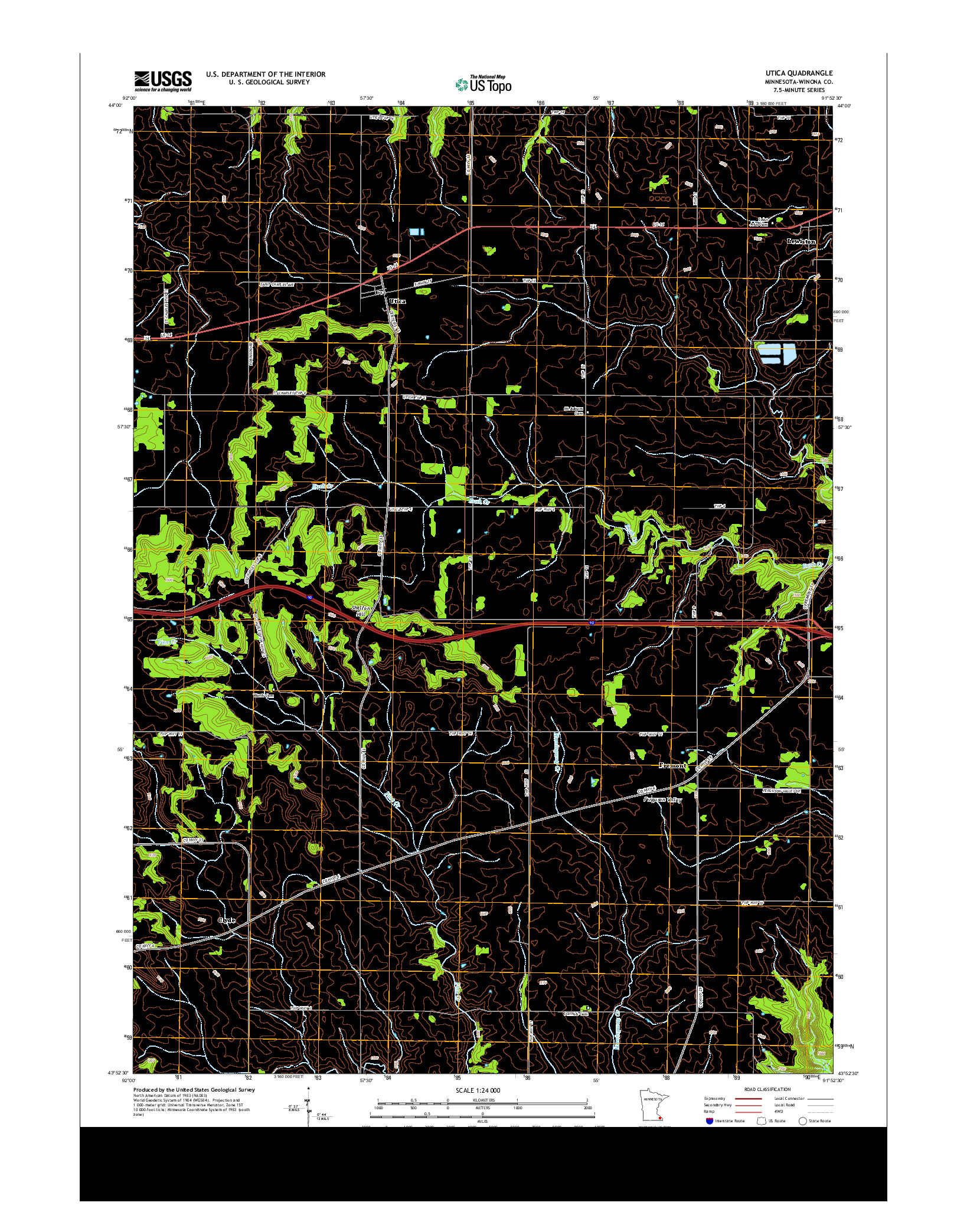 USGS US TOPO 7.5-MINUTE MAP FOR UTICA, MN 2013
