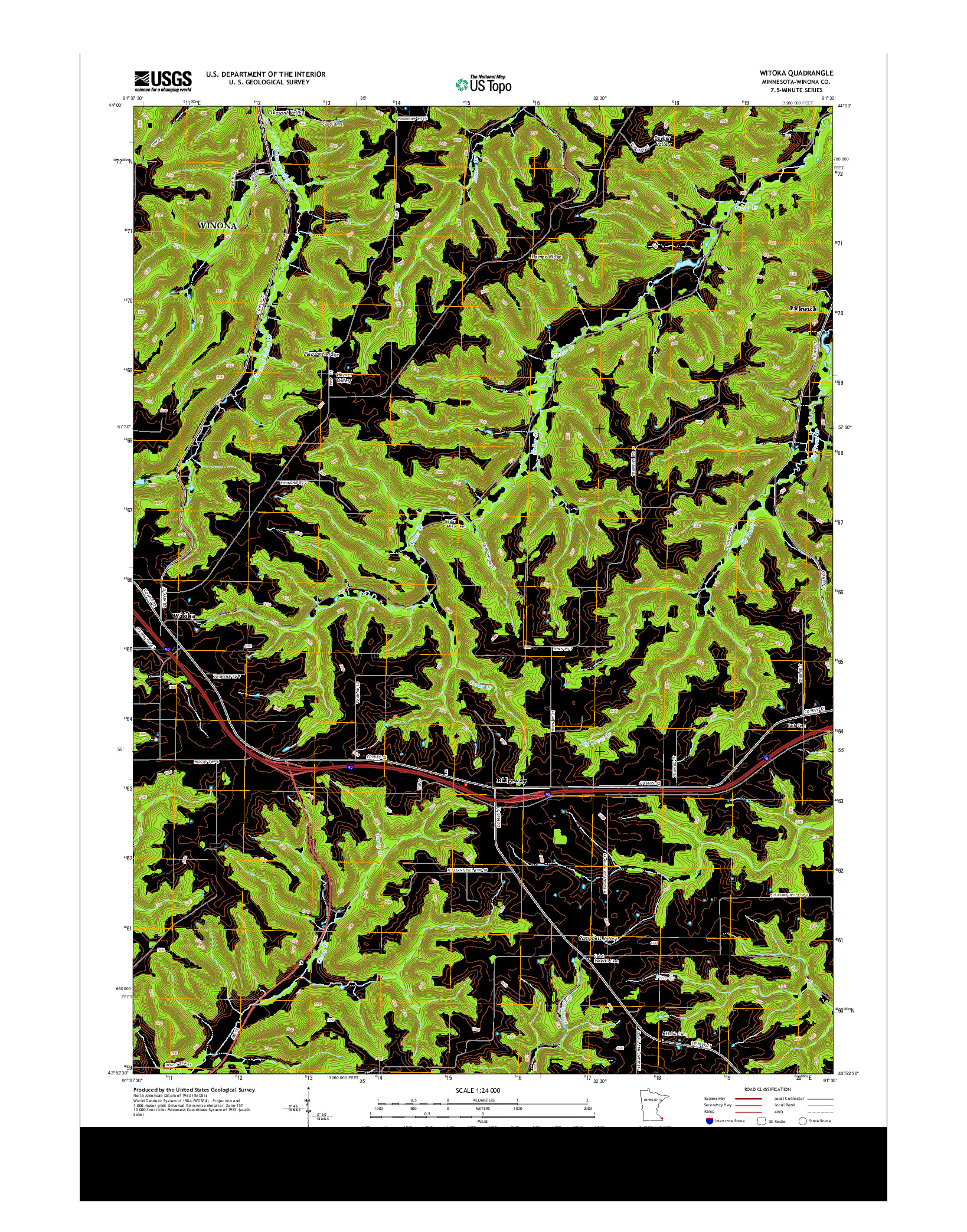 USGS US TOPO 7.5-MINUTE MAP FOR WITOKA, MN 2013