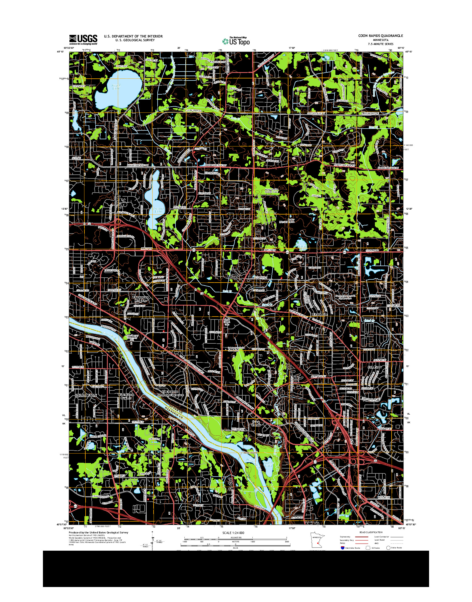 USGS US TOPO 7.5-MINUTE MAP FOR COON RAPIDS, MN 2013