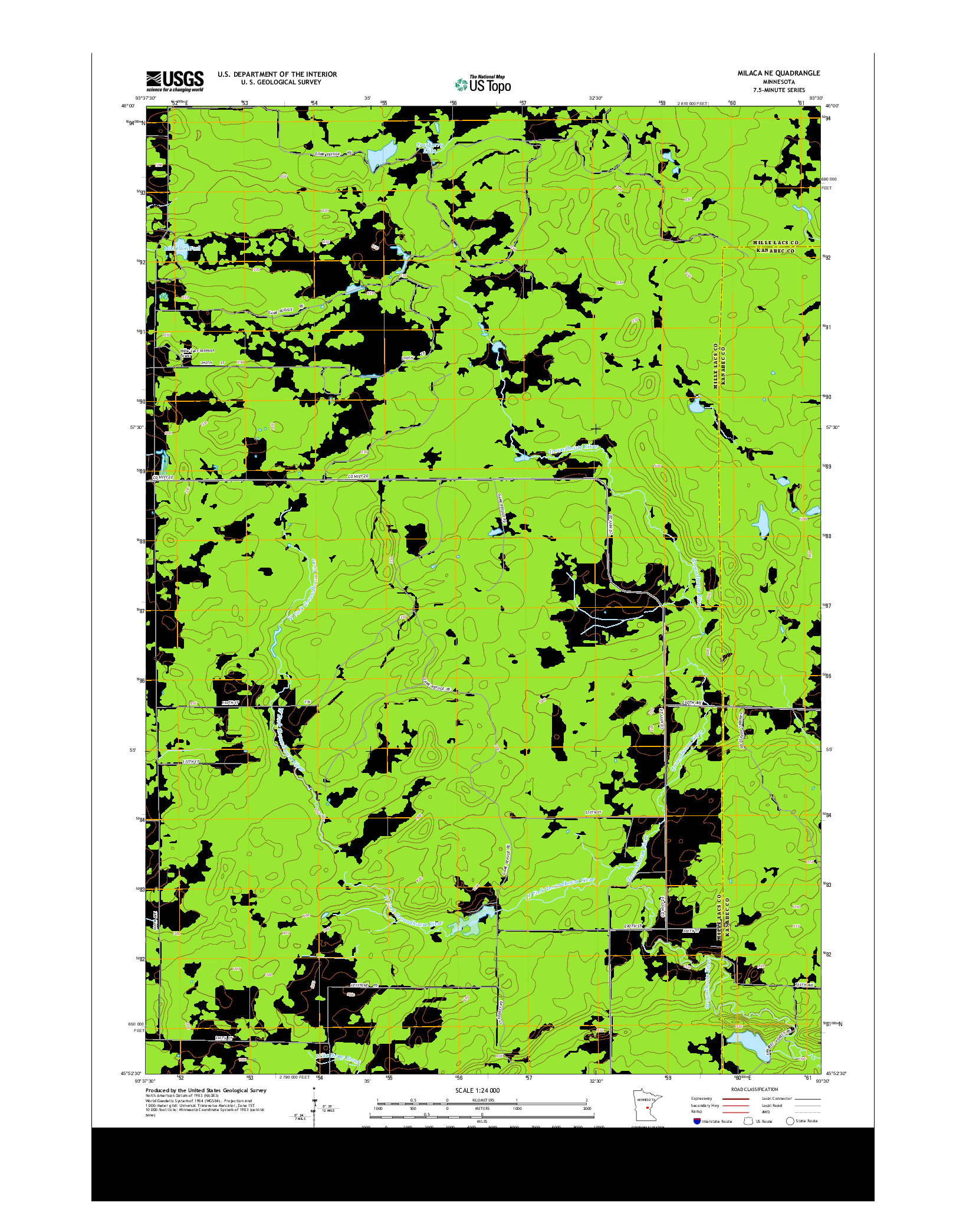 USGS US TOPO 7.5-MINUTE MAP FOR MILACA NE, MN 2013