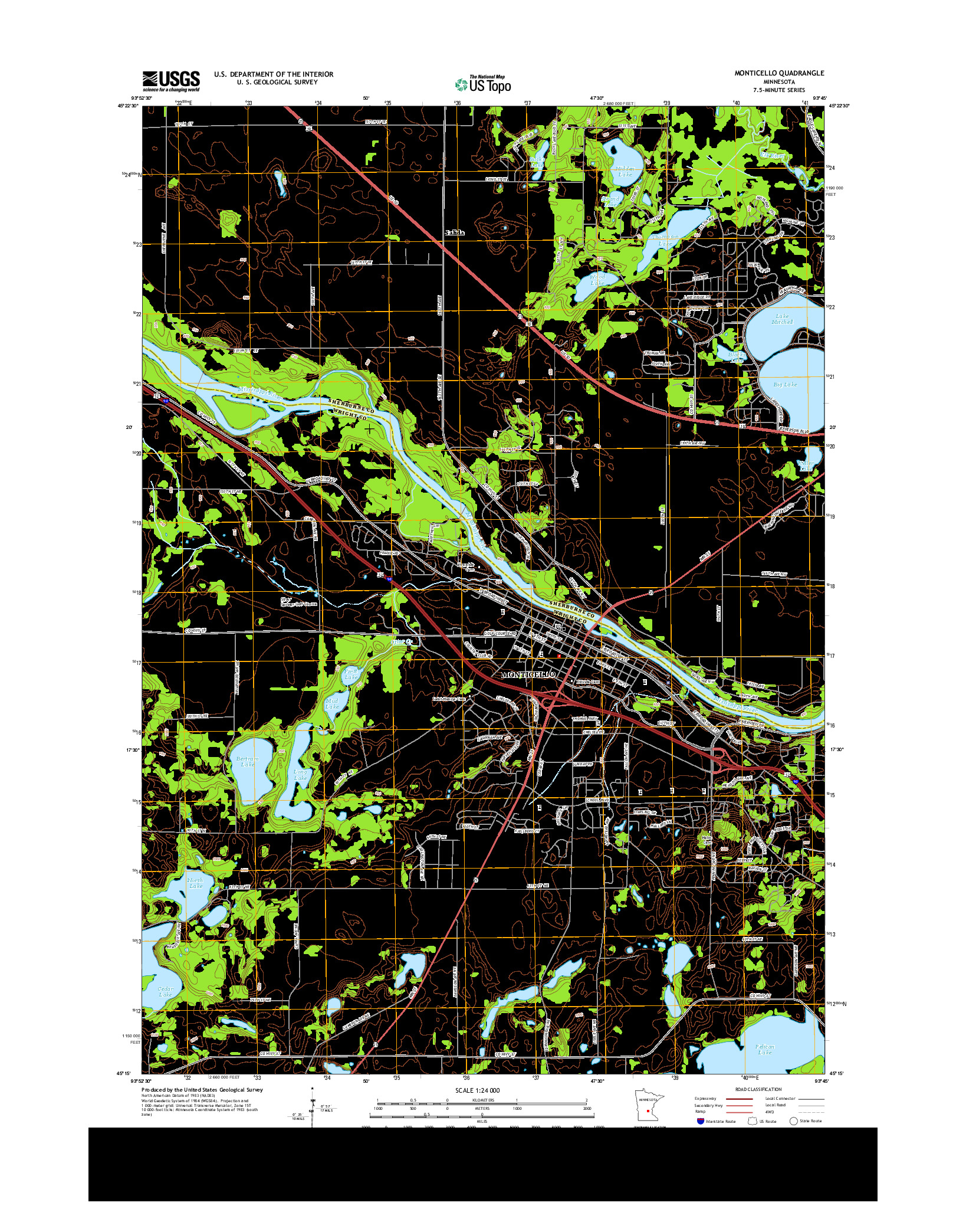 USGS US TOPO 7.5-MINUTE MAP FOR MONTICELLO, MN 2013