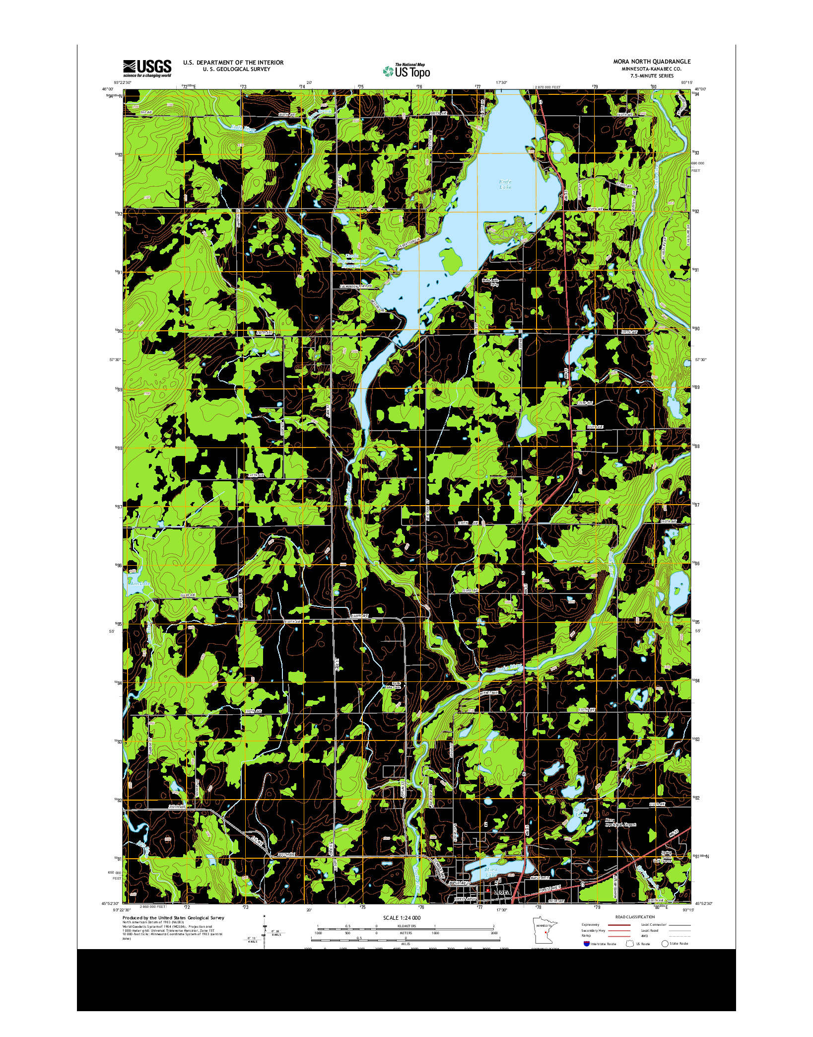 USGS US TOPO 7.5-MINUTE MAP FOR MORA NORTH, MN 2013