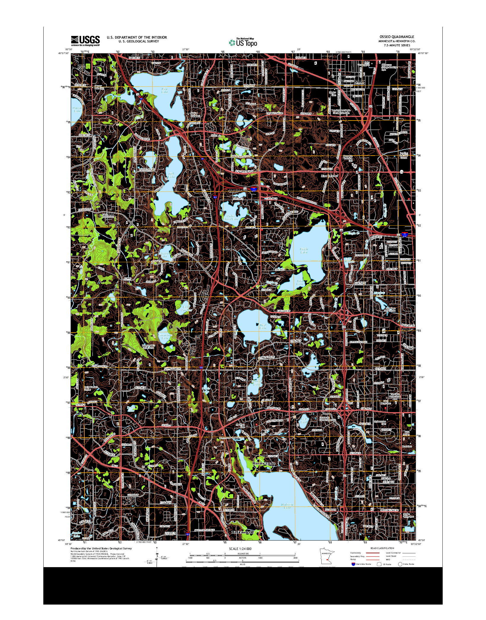 USGS US TOPO 7.5-MINUTE MAP FOR OSSEO, MN 2013