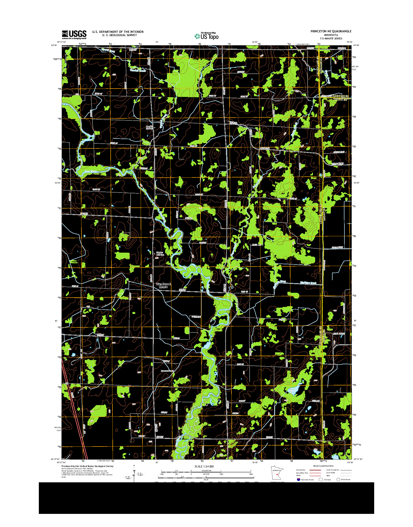 USGS US TOPO 7.5-MINUTE MAP FOR PRINCETON NE, MN 2013
