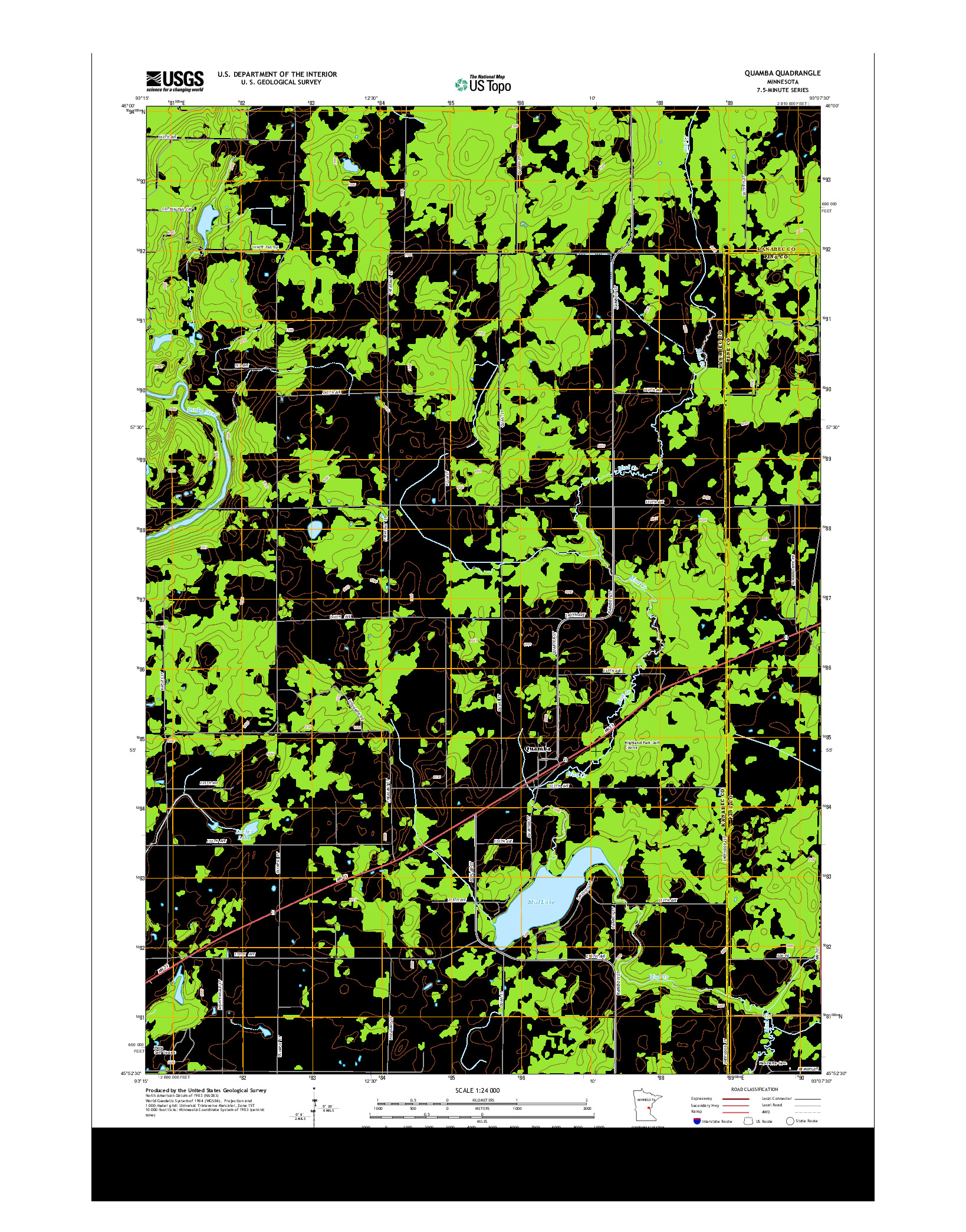 USGS US TOPO 7.5-MINUTE MAP FOR QUAMBA, MN 2013