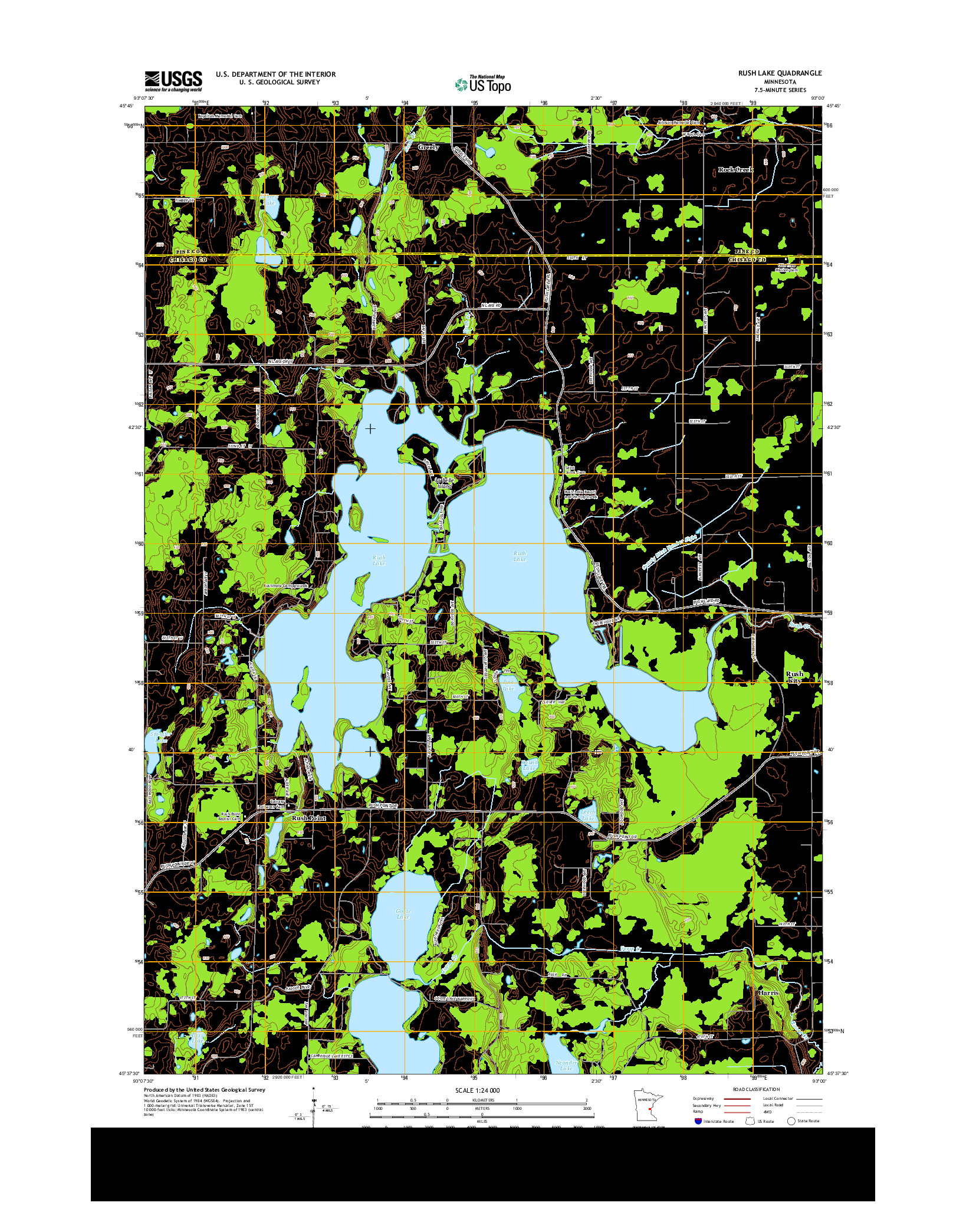 USGS US TOPO 7.5-MINUTE MAP FOR RUSH LAKE, MN 2013