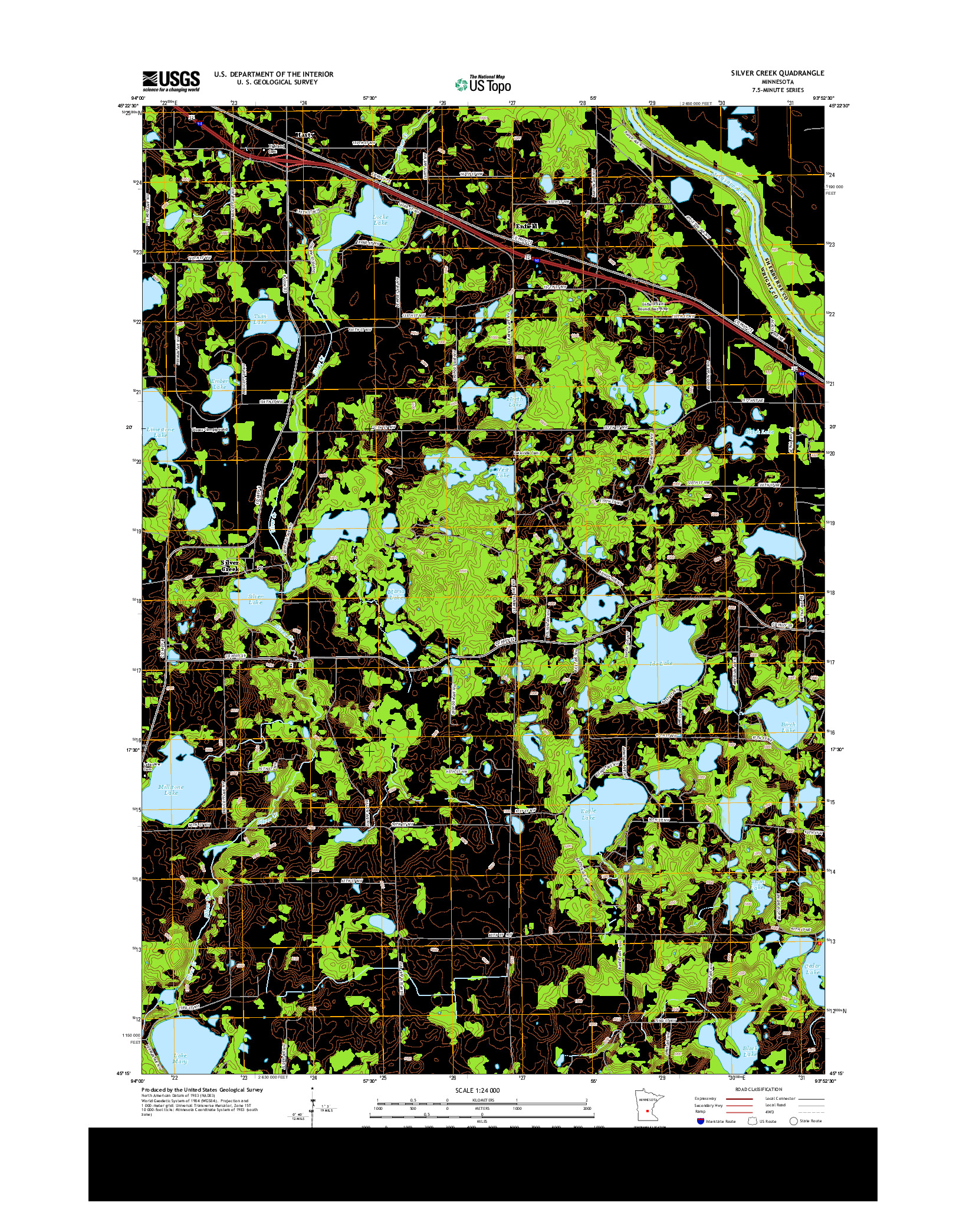 USGS US TOPO 7.5-MINUTE MAP FOR SILVER CREEK, MN 2013