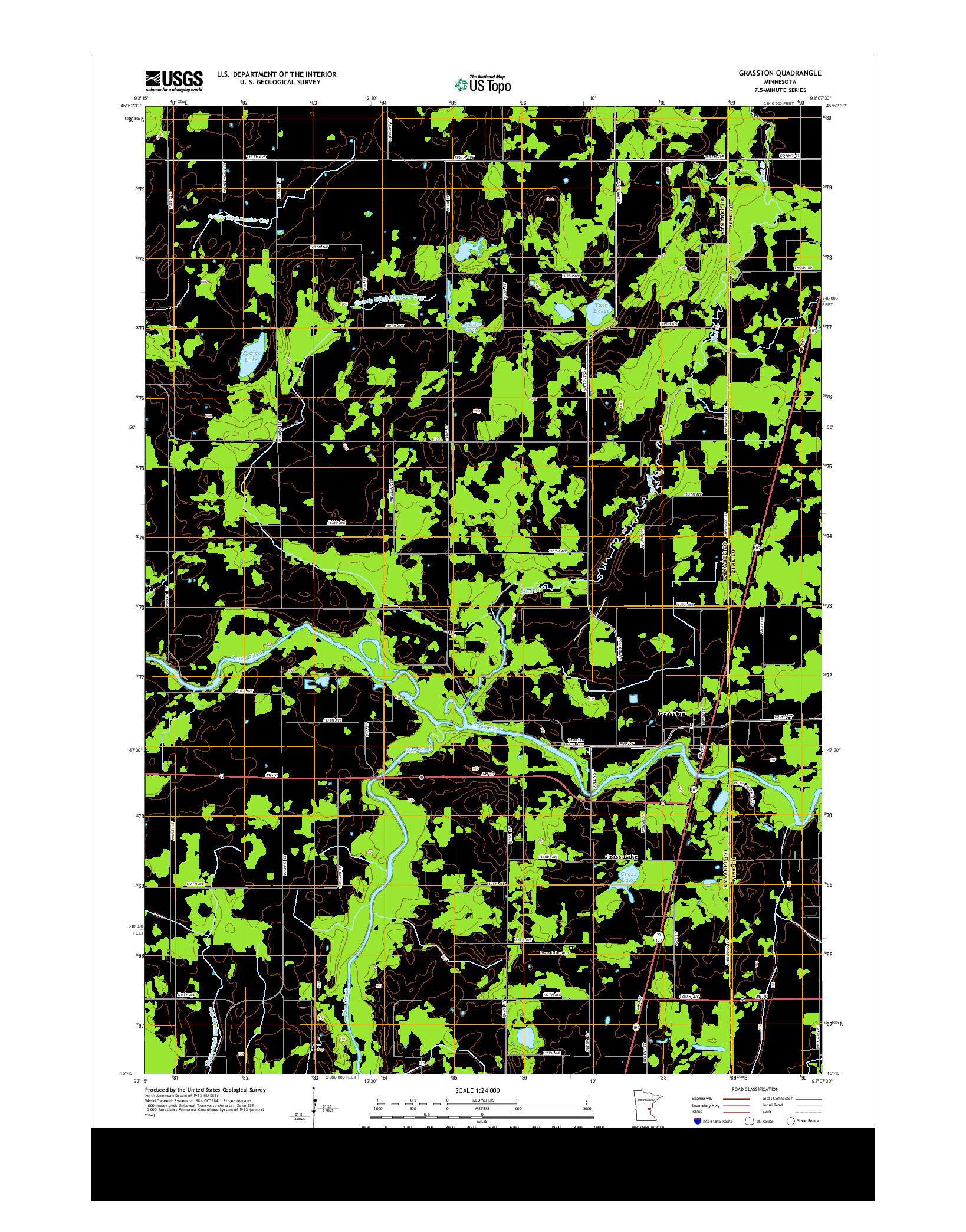 USGS US TOPO 7.5-MINUTE MAP FOR GRASSTON, MN 2013