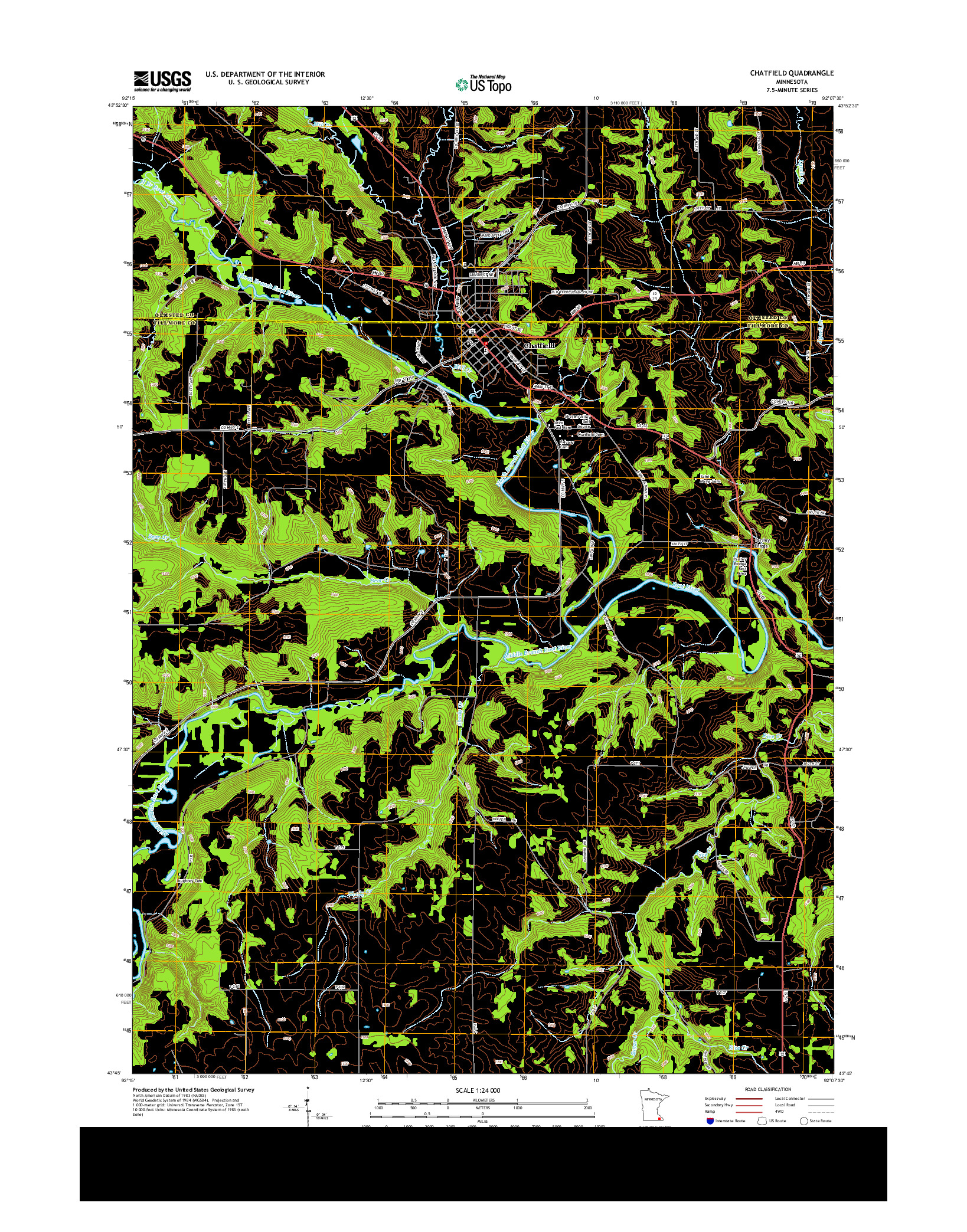 USGS US TOPO 7.5-MINUTE MAP FOR CHATFIELD, MN 2013