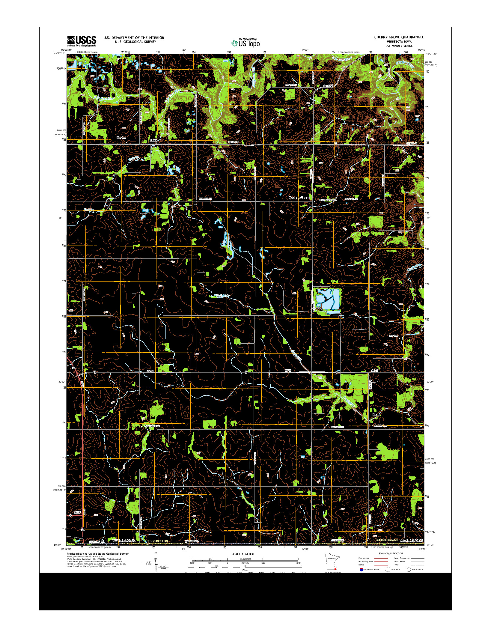 USGS US TOPO 7.5-MINUTE MAP FOR CHERRY GROVE, MN-IA 2013