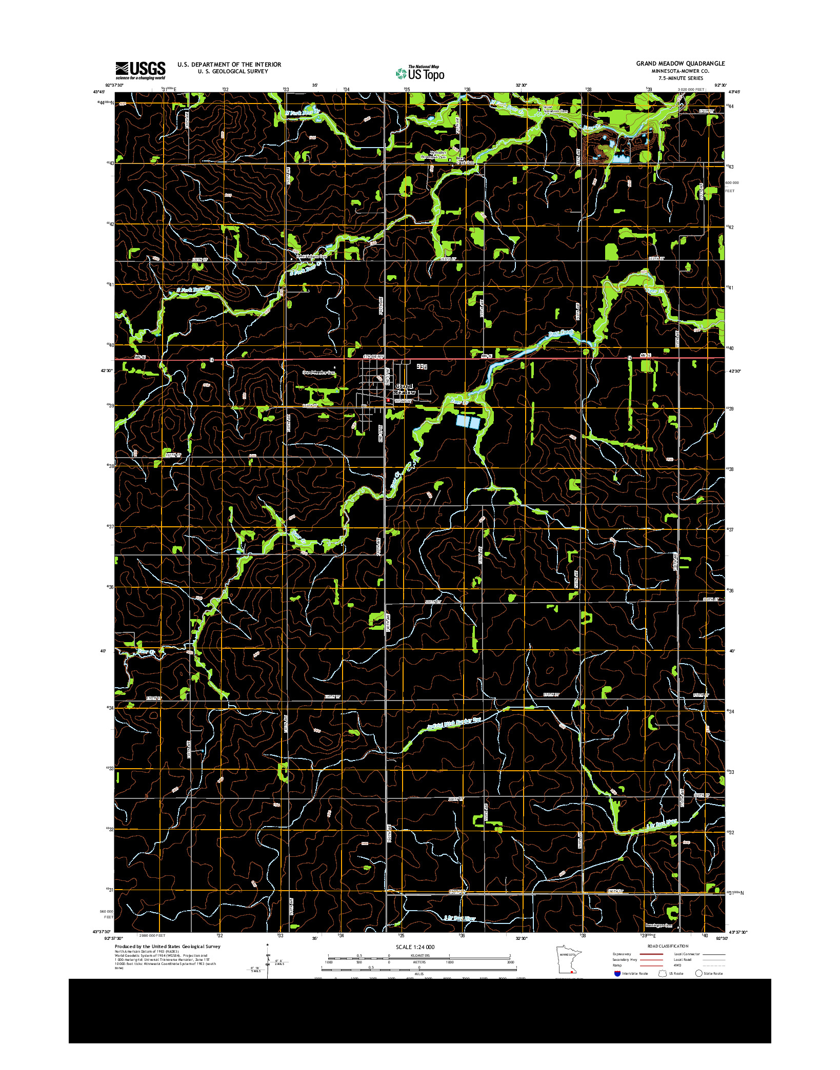 USGS US TOPO 7.5-MINUTE MAP FOR GRAND MEADOW, MN 2013