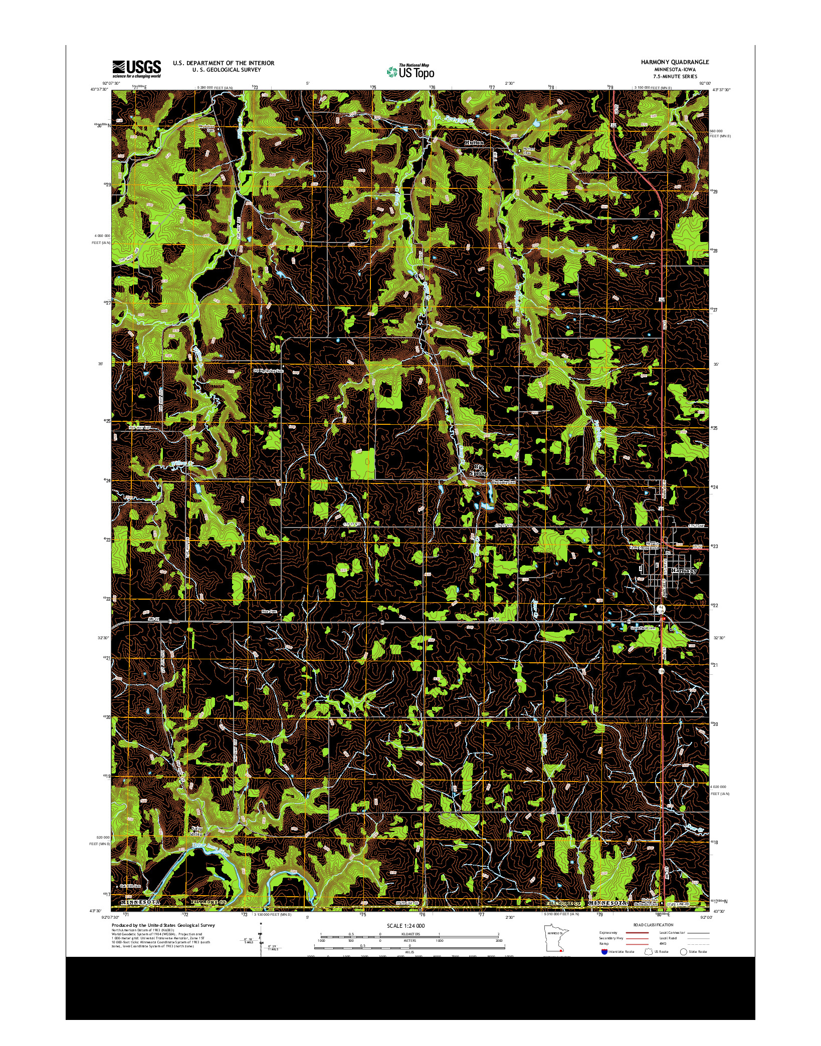 USGS US TOPO 7.5-MINUTE MAP FOR HARMONY, MN-IA 2013