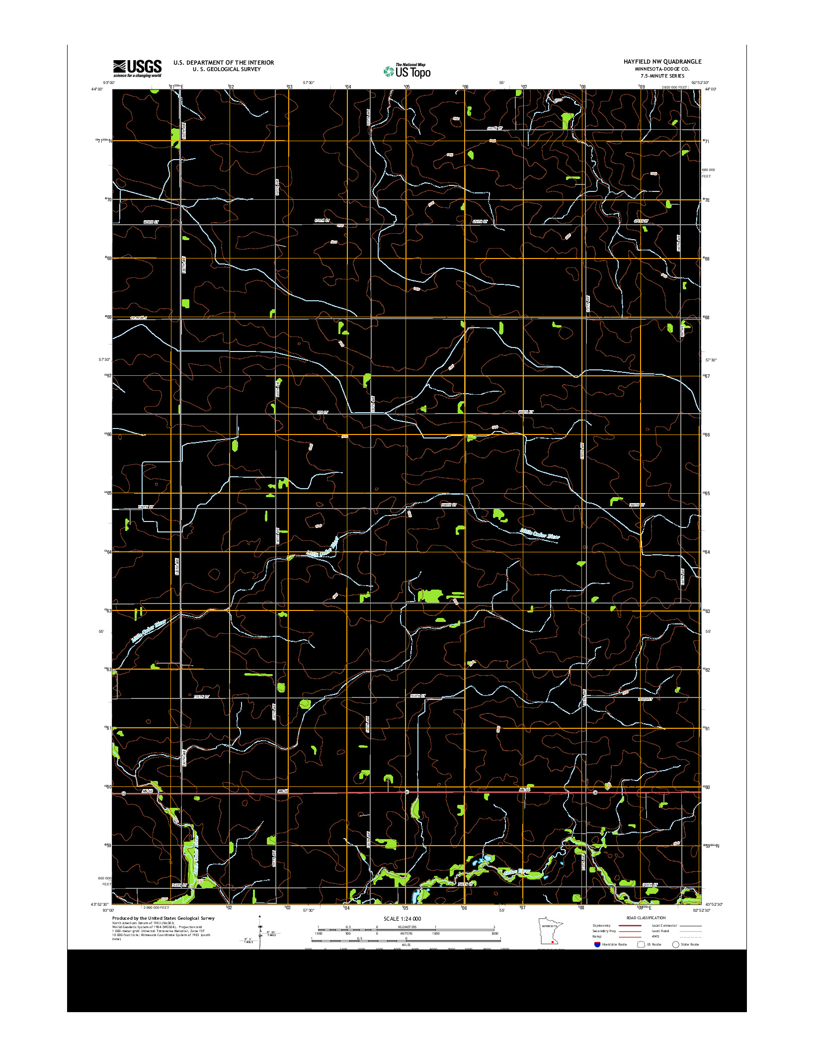 USGS US TOPO 7.5-MINUTE MAP FOR HAYFIELD NW, MN 2013