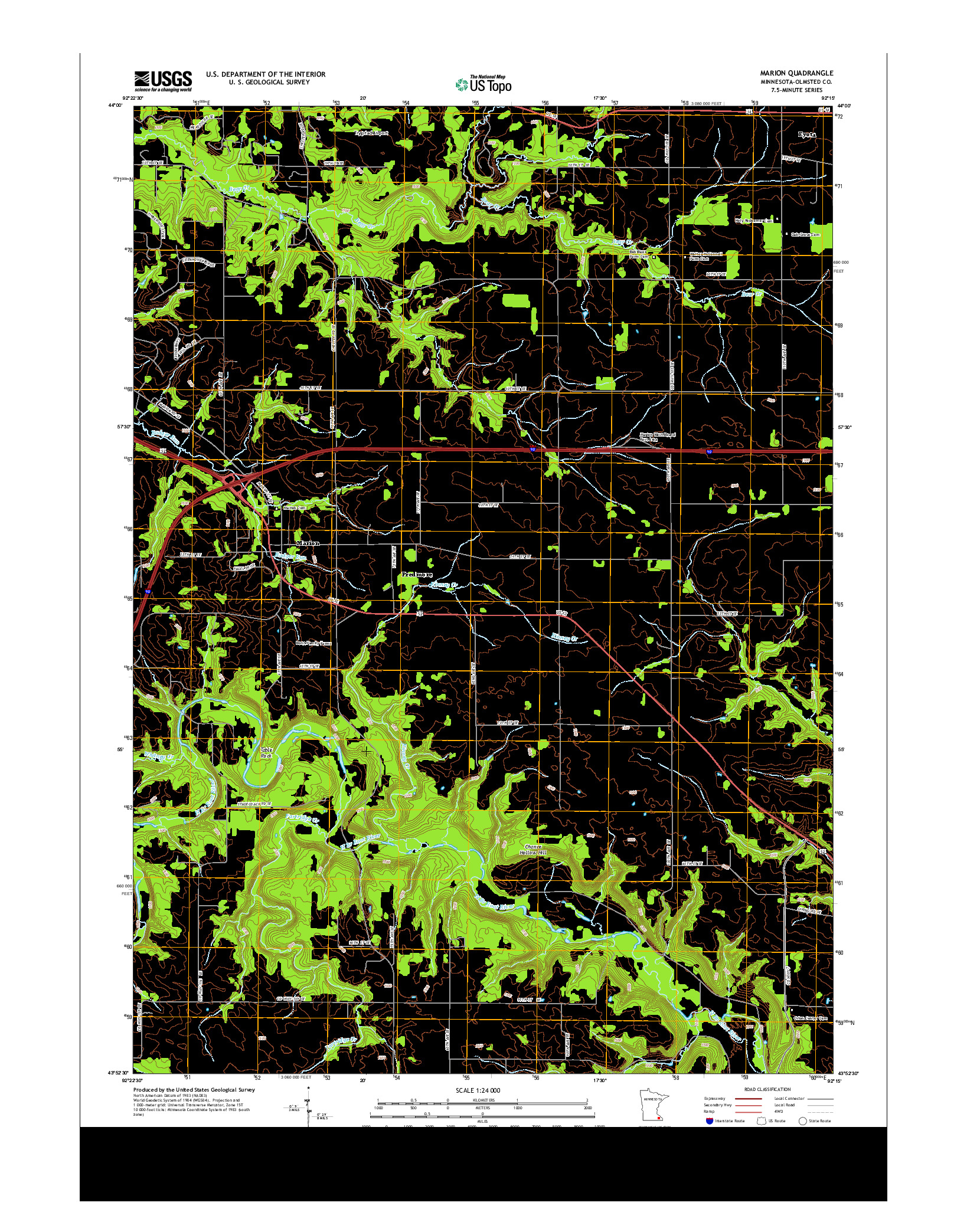 USGS US TOPO 7.5-MINUTE MAP FOR MARION, MN 2013