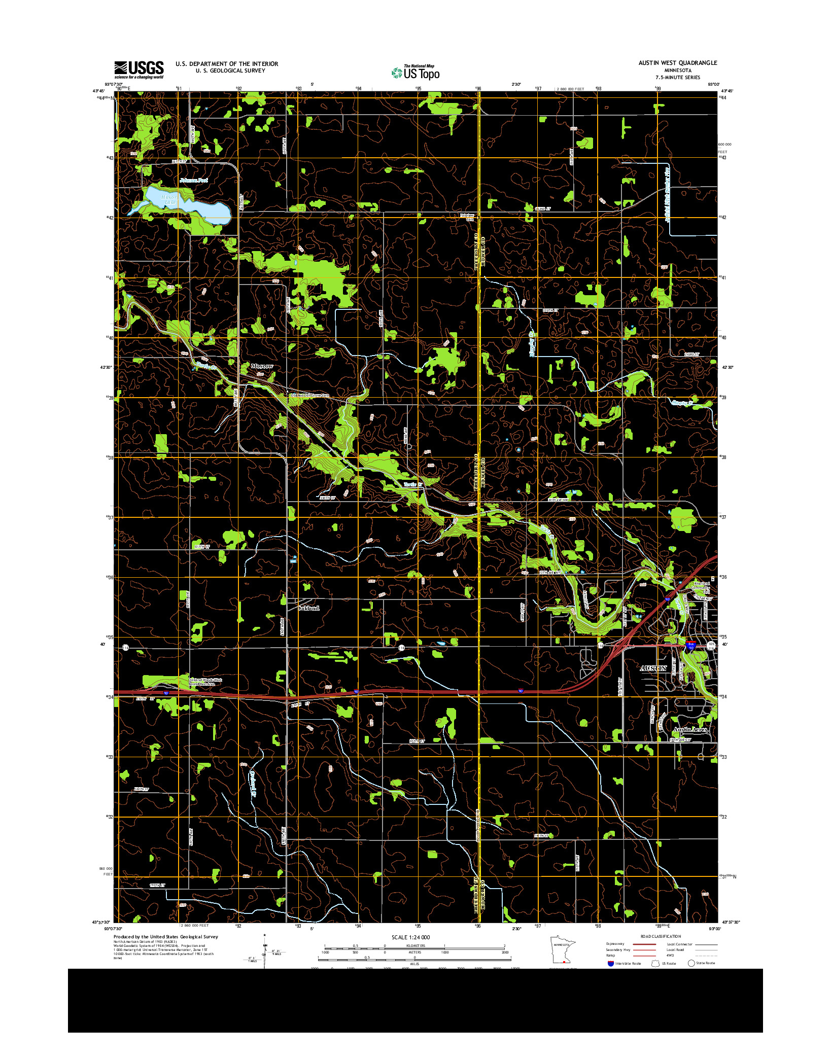 USGS US TOPO 7.5-MINUTE MAP FOR AUSTIN WEST, MN 2013