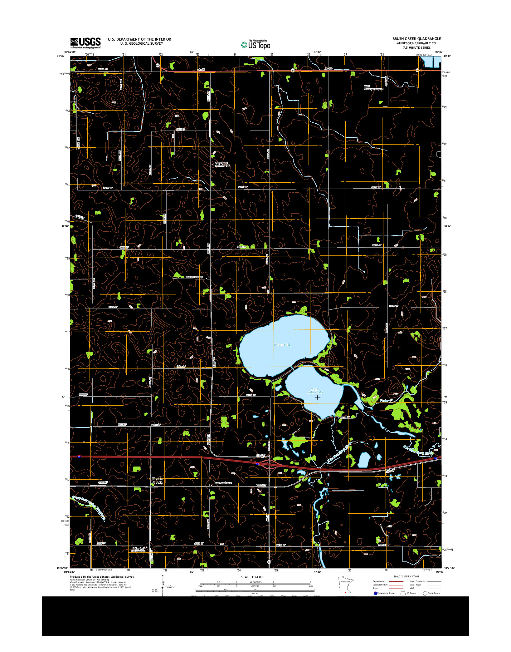 USGS US TOPO 7.5-MINUTE MAP FOR BRUSH CREEK, MN 2013
