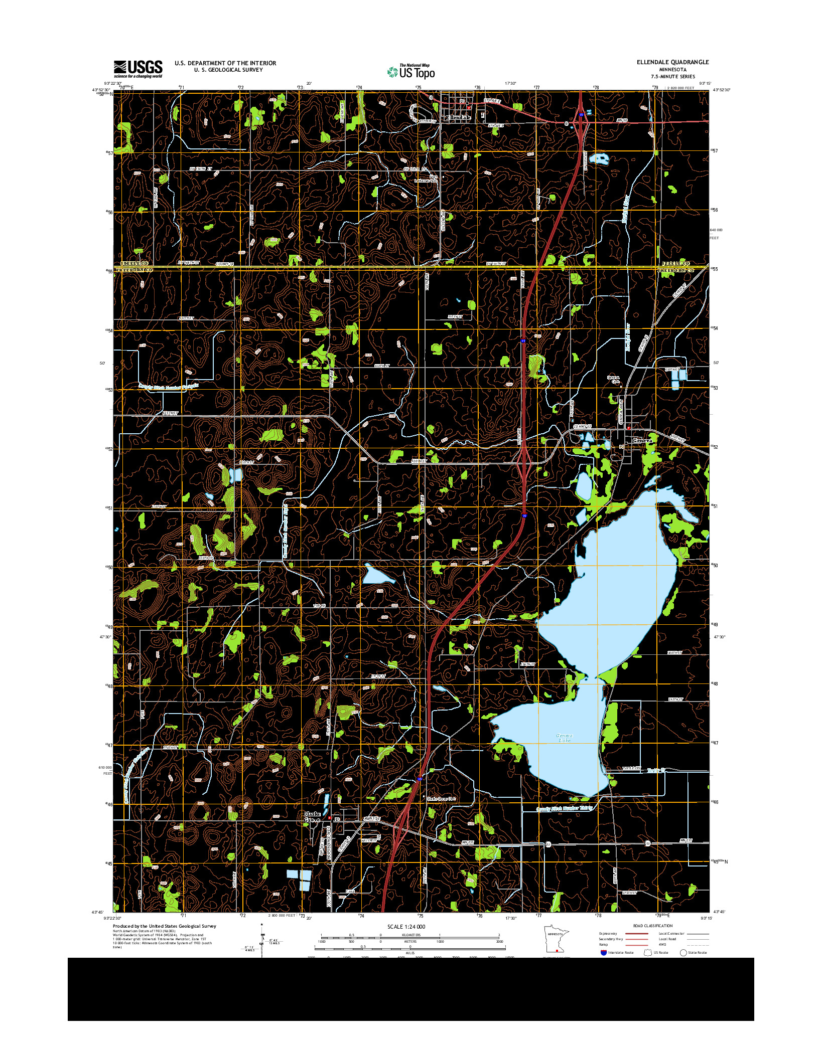 USGS US TOPO 7.5-MINUTE MAP FOR ELLENDALE, MN 2013