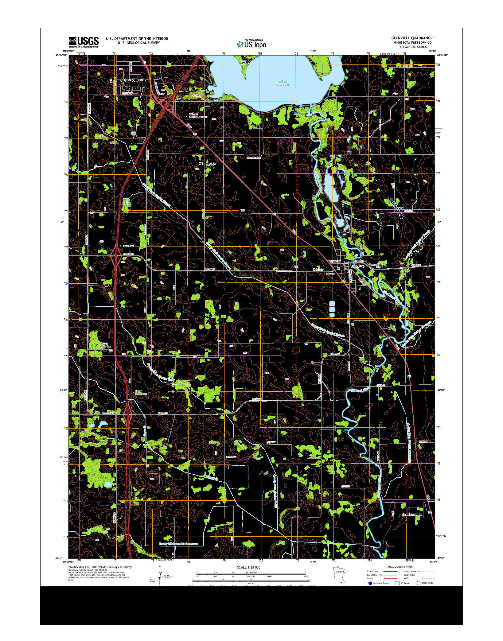 USGS US TOPO 7.5-MINUTE MAP FOR GLENVILLE, MN 2013