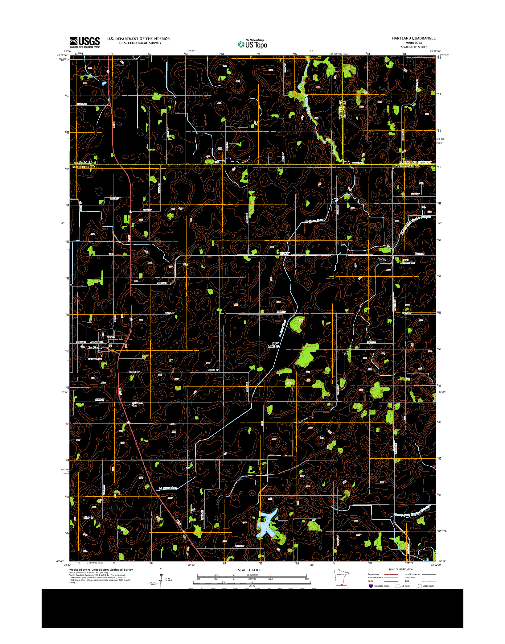 USGS US TOPO 7.5-MINUTE MAP FOR HARTLAND, MN 2013