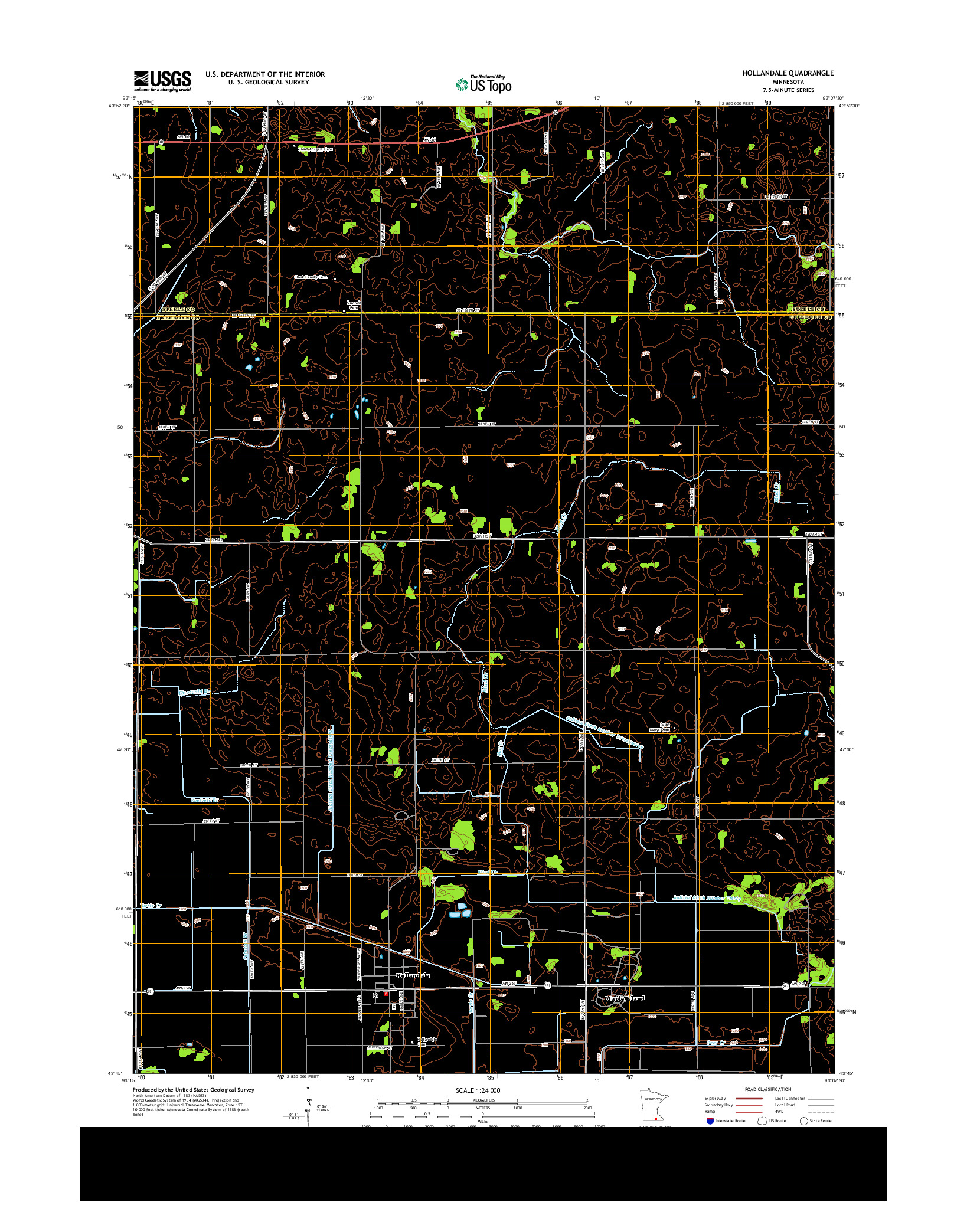 USGS US TOPO 7.5-MINUTE MAP FOR HOLLANDALE, MN 2013