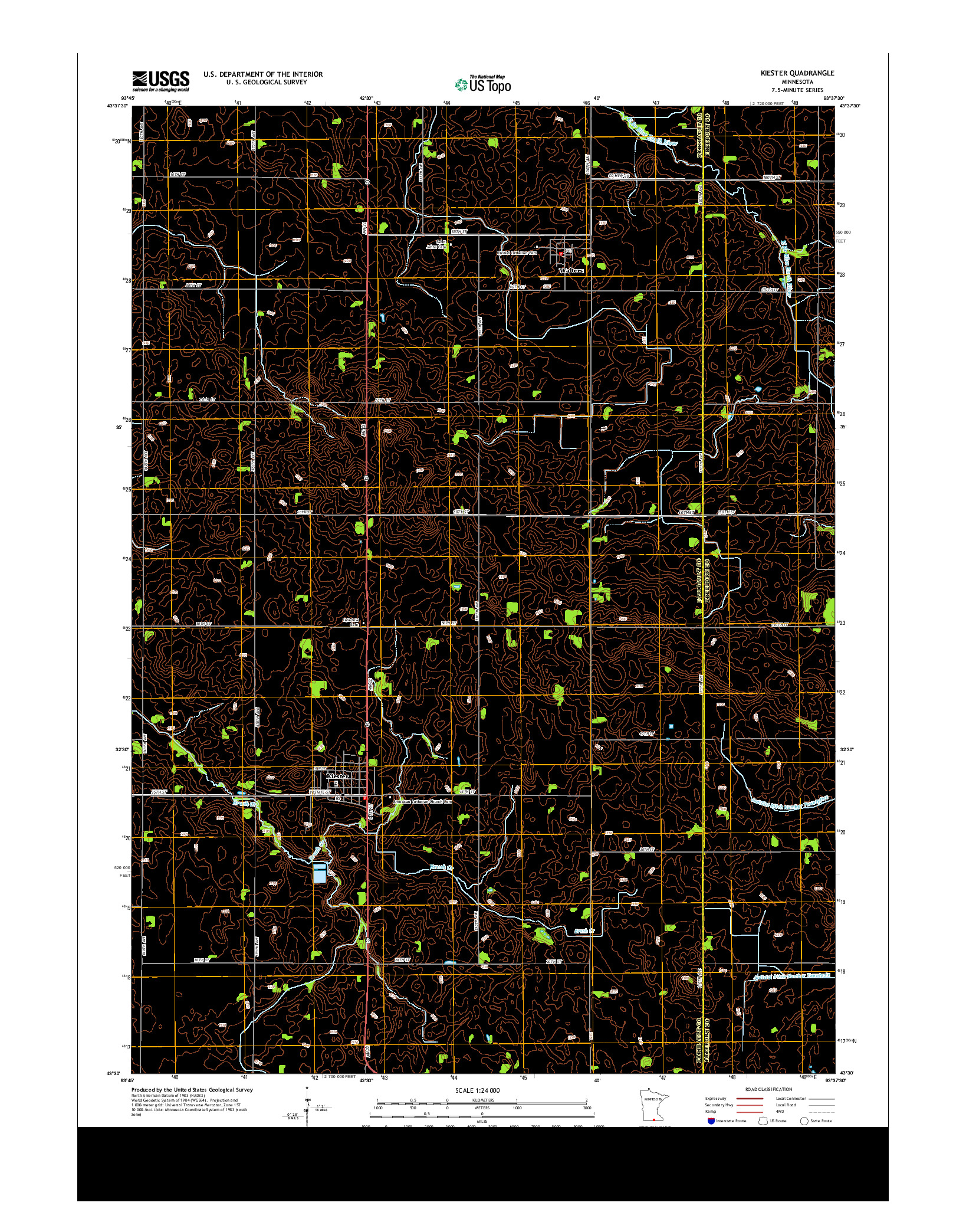 USGS US TOPO 7.5-MINUTE MAP FOR KIESTER, MN 2013